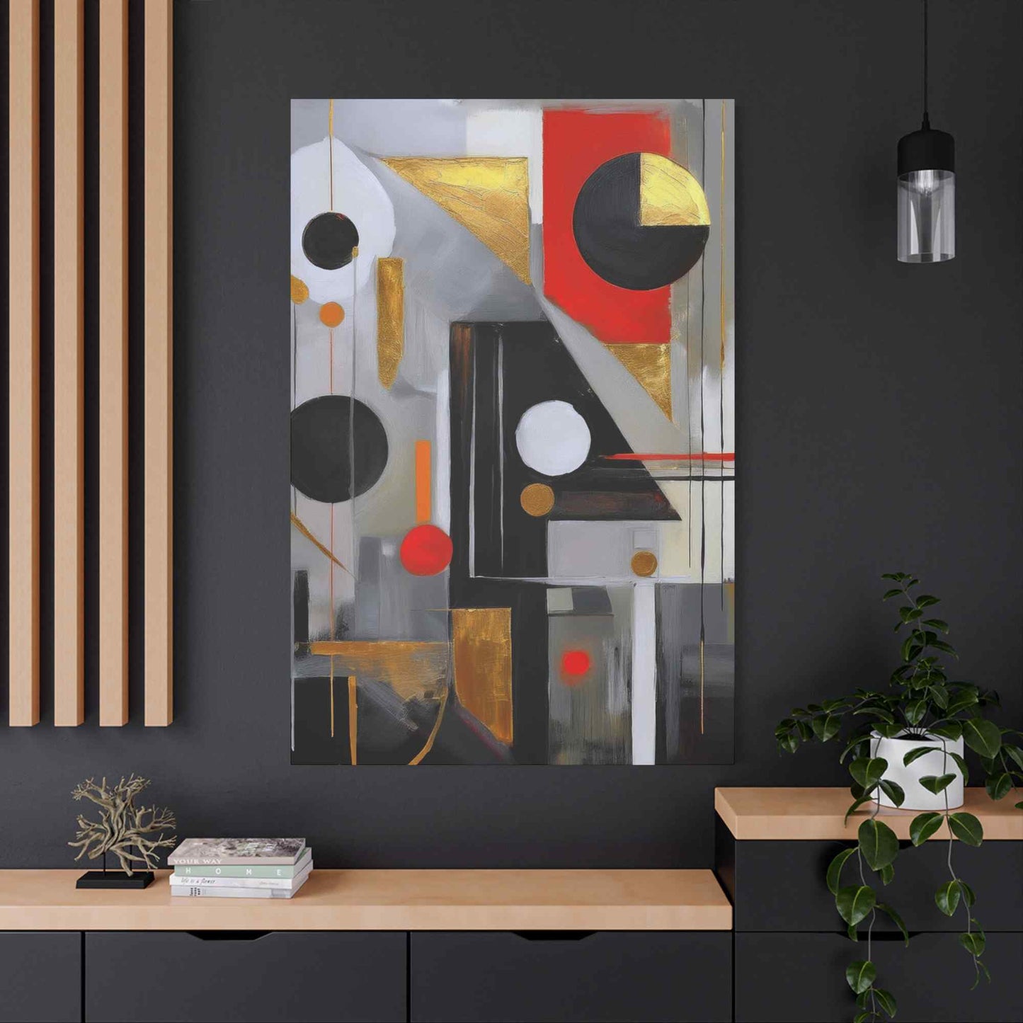 Red Abstract Painting Print Canvas 20x24,20x30,24x30, 24x32,24x36,30x40, 32x48,36x48,40x60 Pine-Wood Inner Frame ABS-23