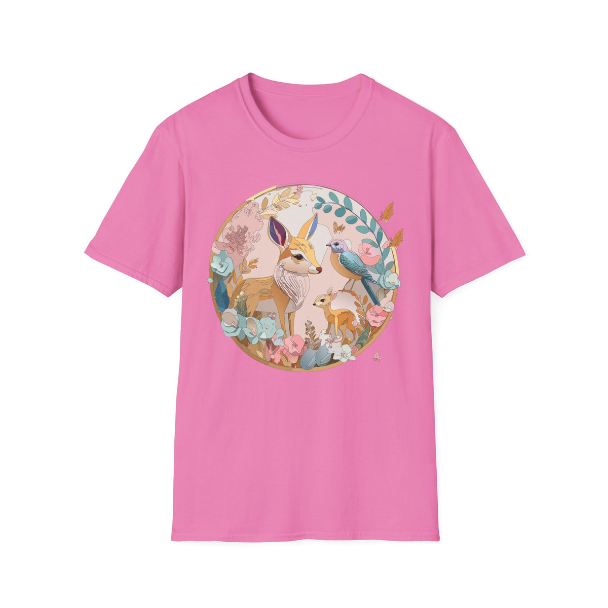 Woodland Fox and Bird Tee | Cute Fox Illustration T-Shirt