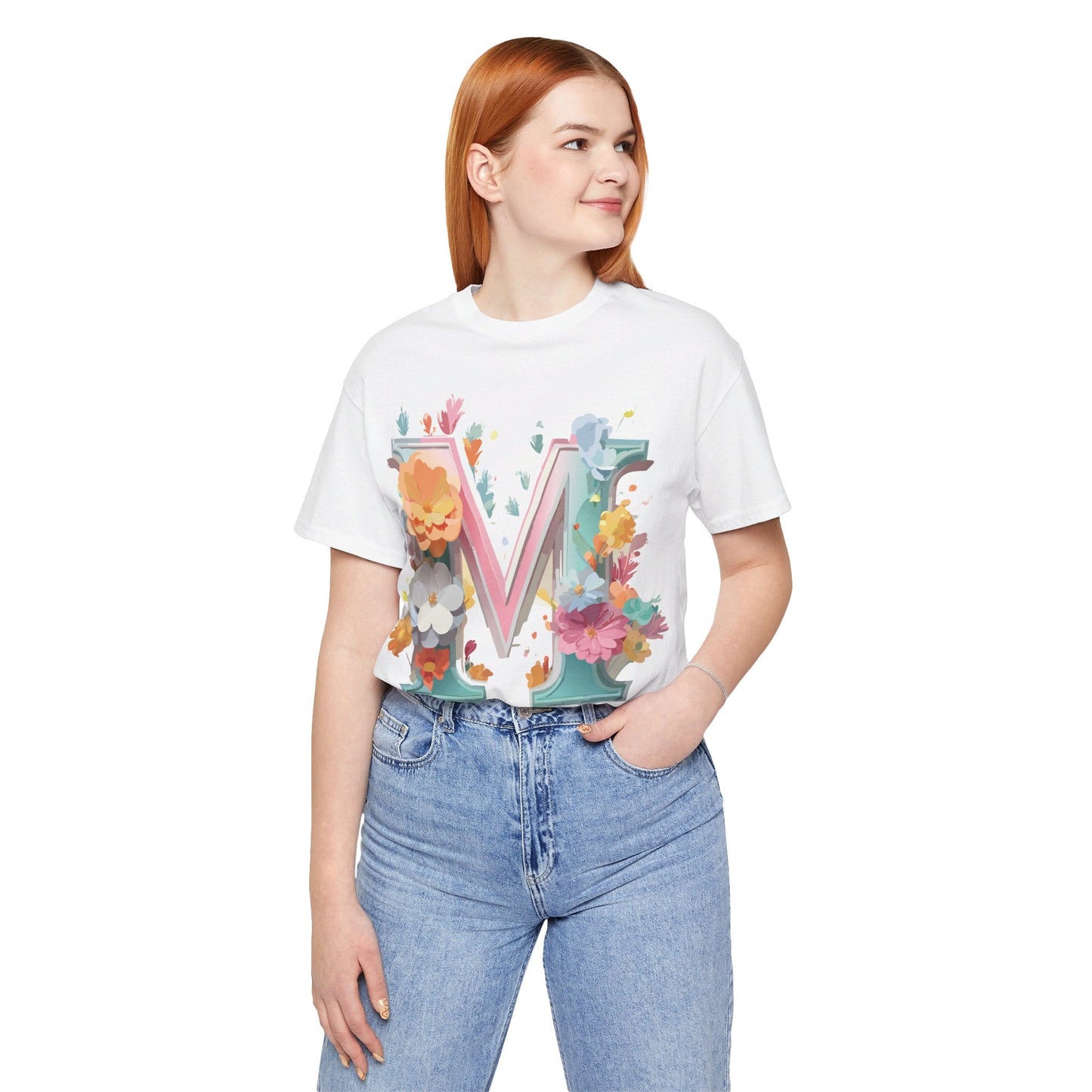 Letter M Graphic Tee Unisex Short Sleeve Shirt By Adelpha Vintage Artwork Design