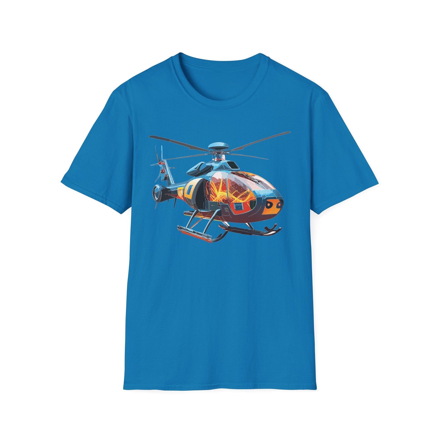 Helicopter Chopper Shirt Unisex Gildan Softstyle 64000 Short Sleeve Tee For Everyday Wear