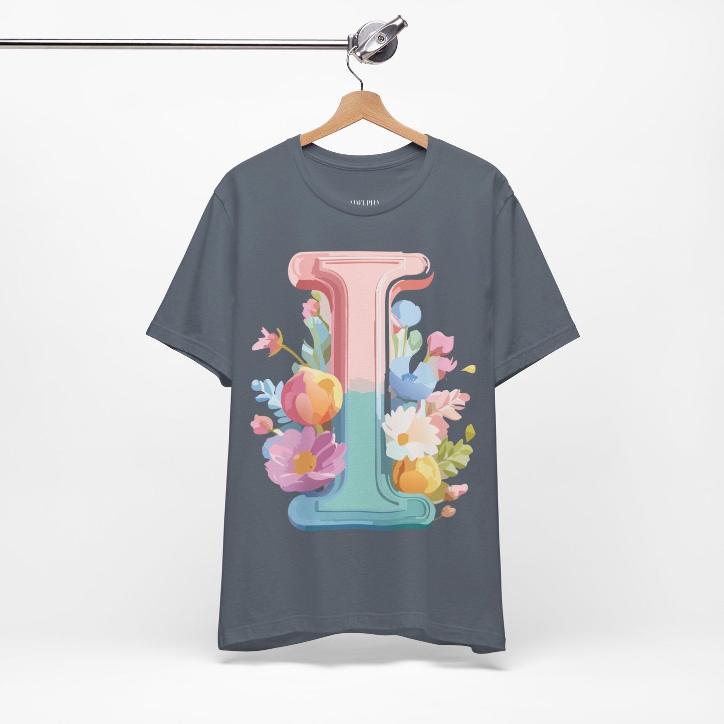 Letter I Shirt Graphic Tee Unisex Short Sleeve Adelpha Vintage Inspired Artwork Design