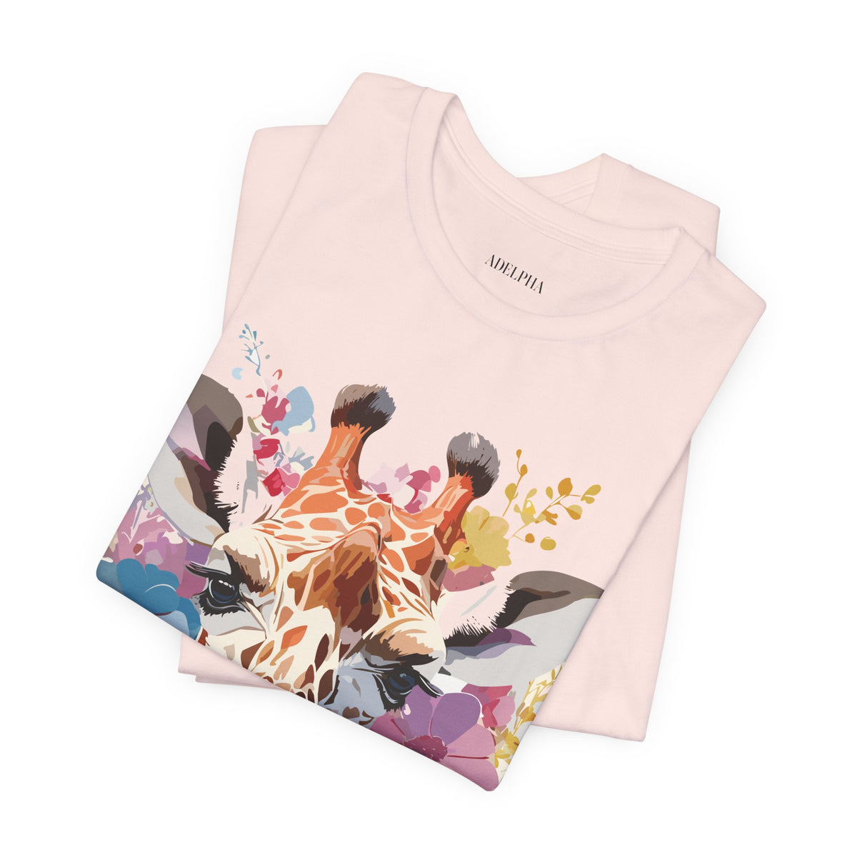 Giraffe Graphic Unisex Cotton Bella+Canvas Tee with Art Animal Design e18