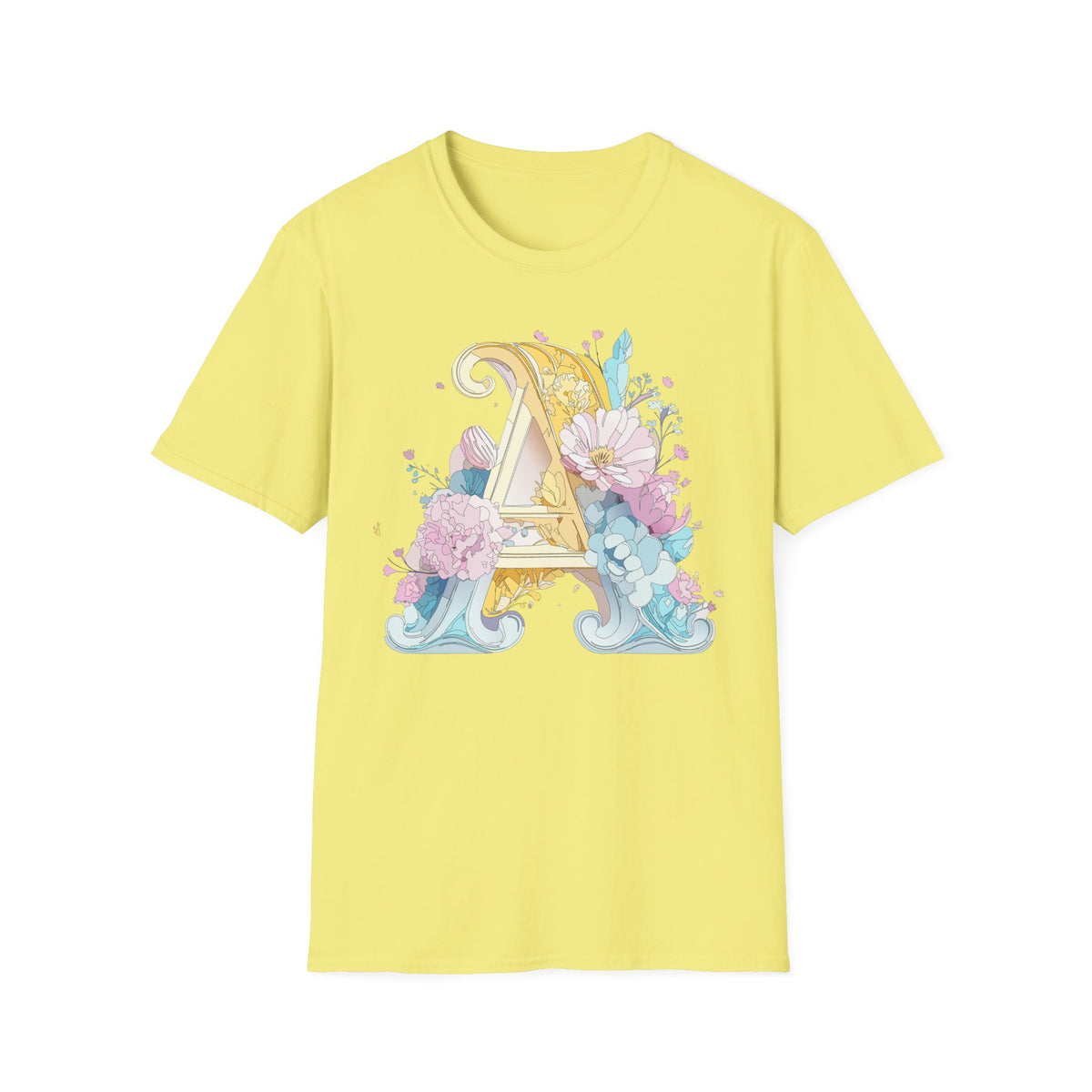 Floral Letter A T-Shirt | Decorative Monogram Initial Tee