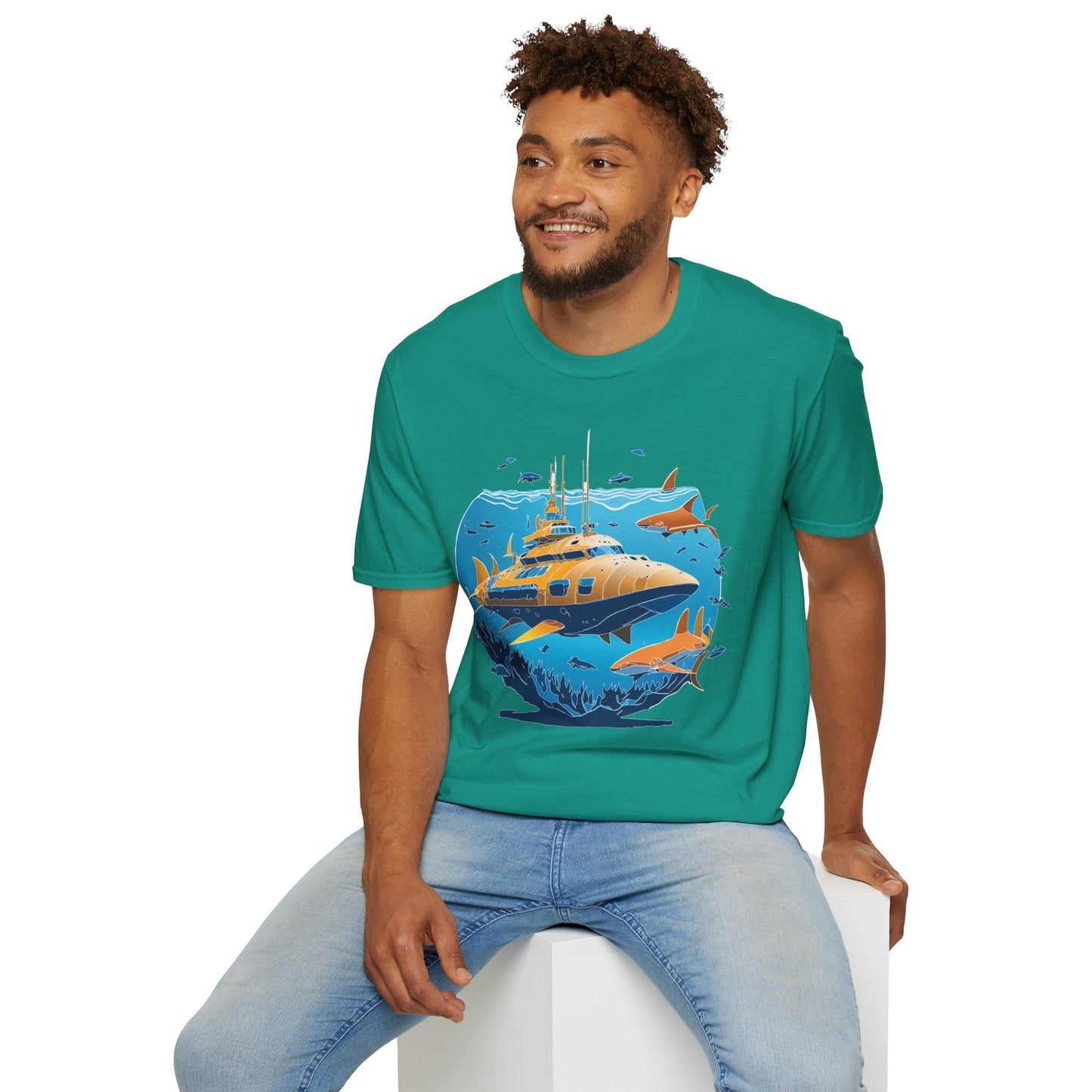 Ocean T Shirt Unisex Gildan Softstyle 64000 100 Percent Cotton Ring Spun U Boat Design Graphic