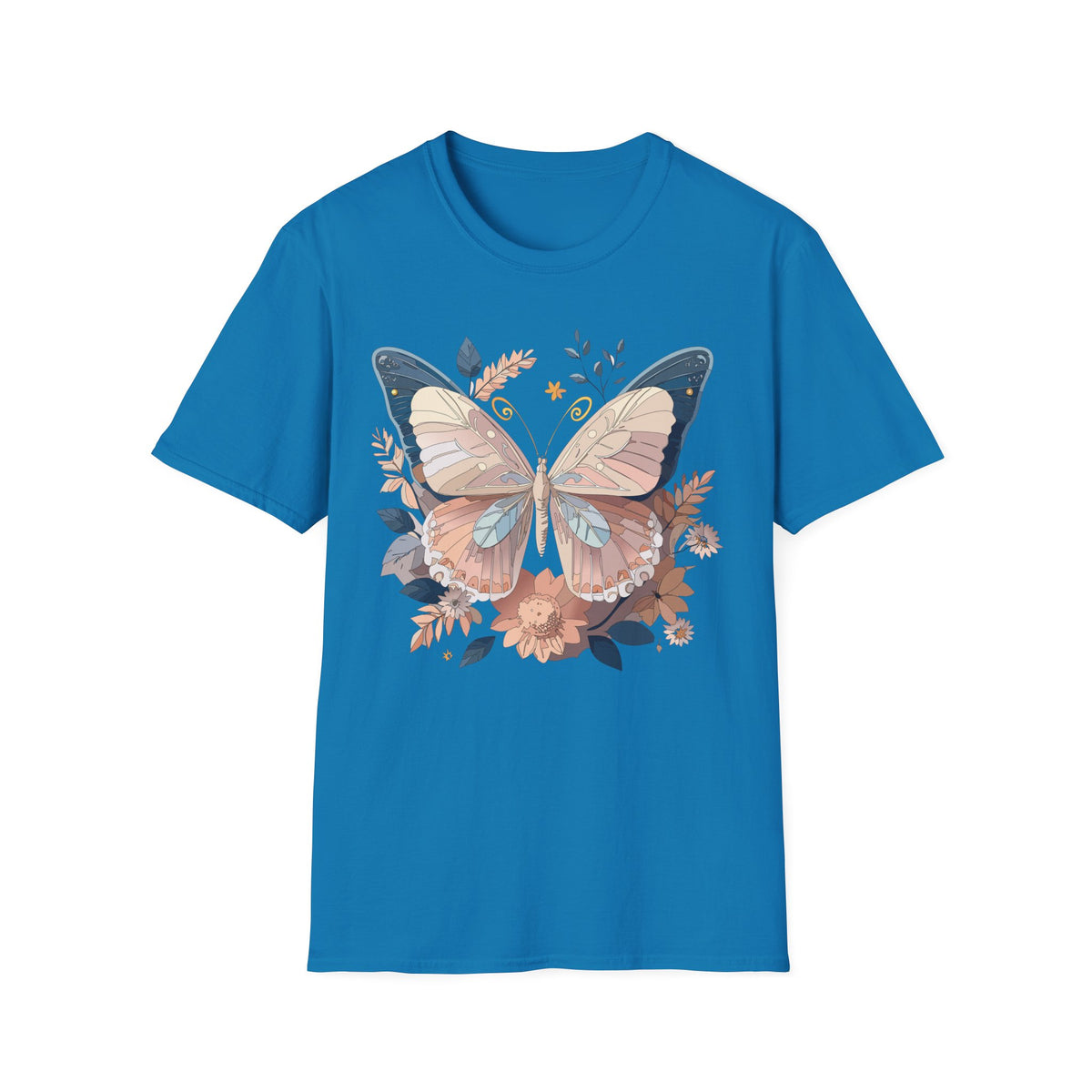 Pastel Botanical Butterfly T-Shirt | Floral Wings Nature Graphic Tee Unisex 100 Cotton Gildan T-Shirt