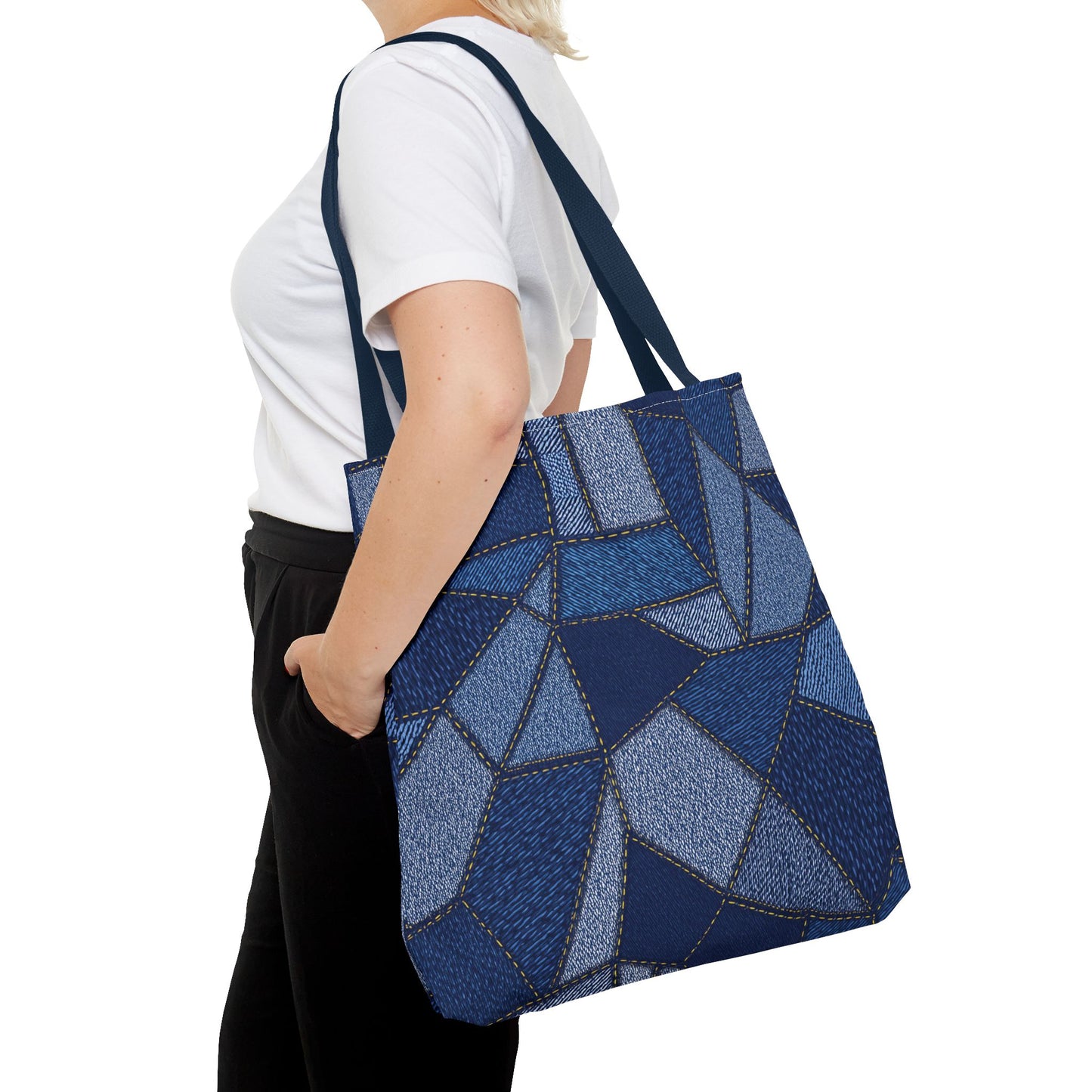 Denim Fabric Imitation Print Unisex Canvas Bag Poly Spun 3 Sizes Tote Bag 104