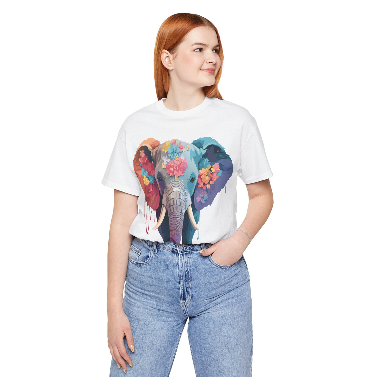 Elephant Graphic Unisex Cotton Bella+Canvas Tee with Art Animal Design e127