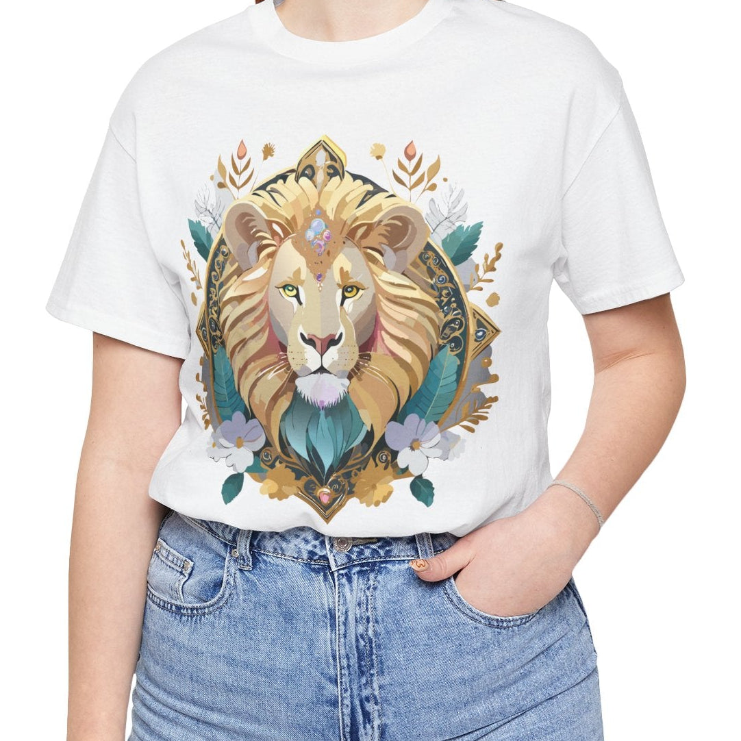 Unisex Lion Graphic Tee, Animal Shirt, Tee Shirt with Lion, Medallion T-Shirt, Animal Medallion Tees 2