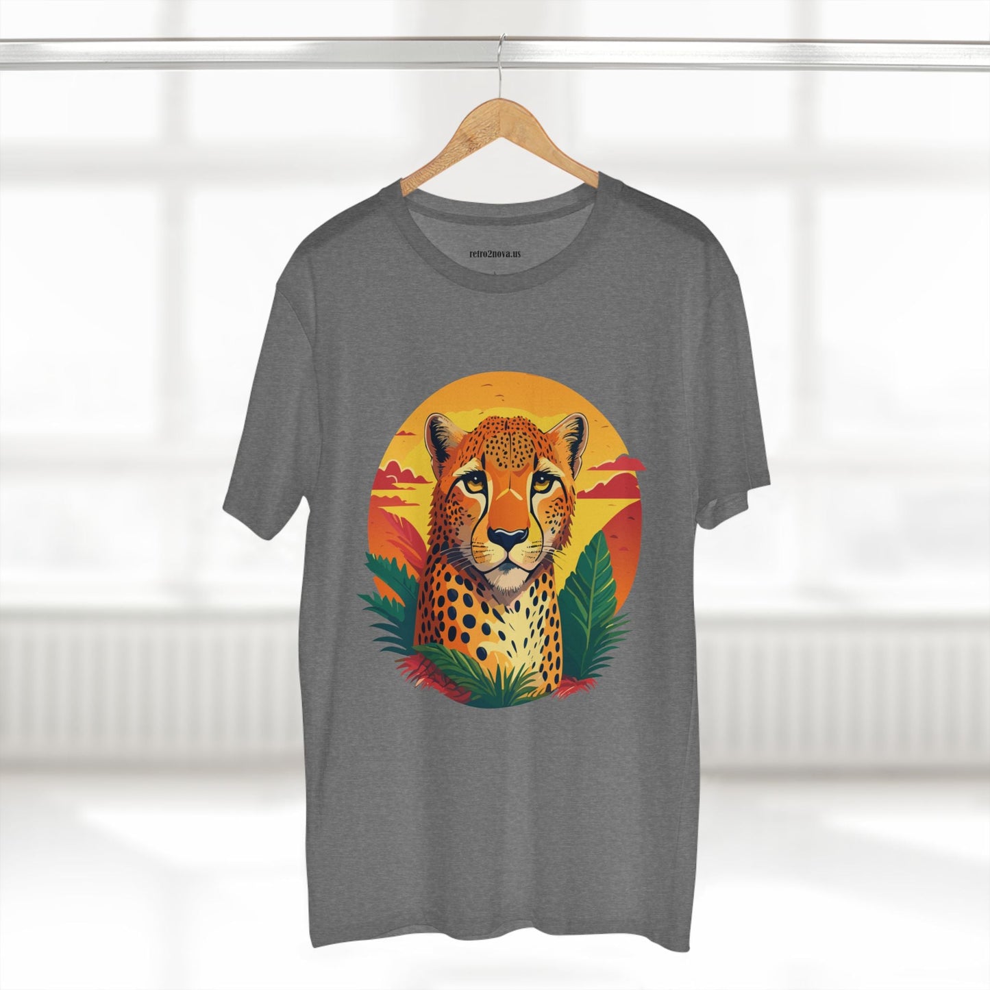 Unisex Cheetah Shirt Premium Cotton Staple Tee With Original Art Design By Retro2Nova Exclusive Art Collection