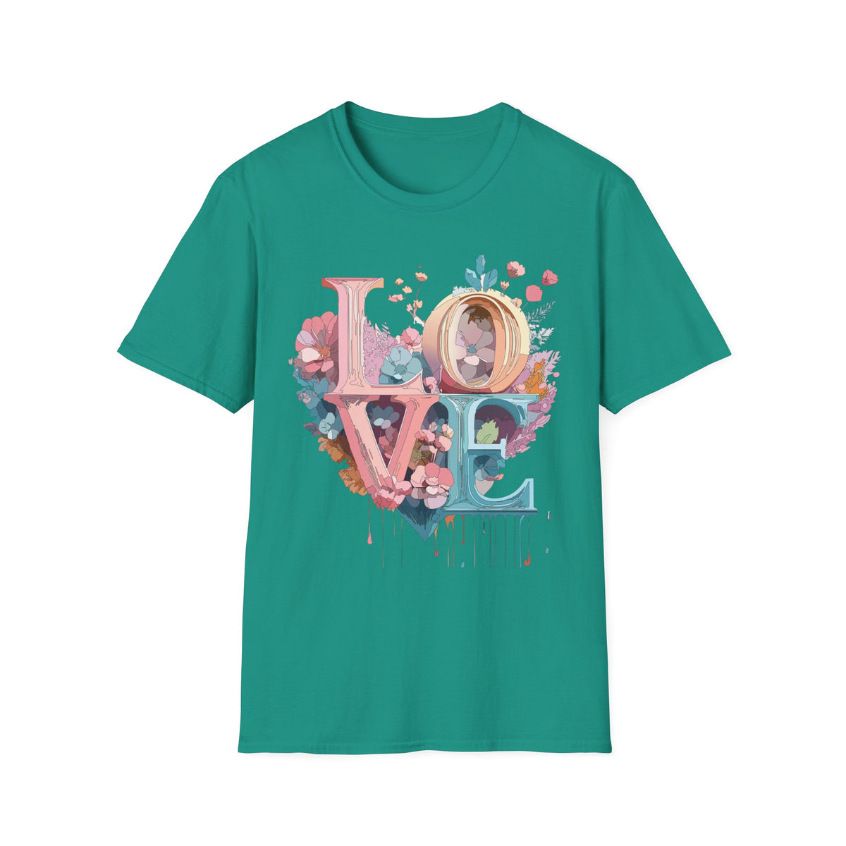 Floral LOVE typography T-Shirt | Pastel botanical letters tee