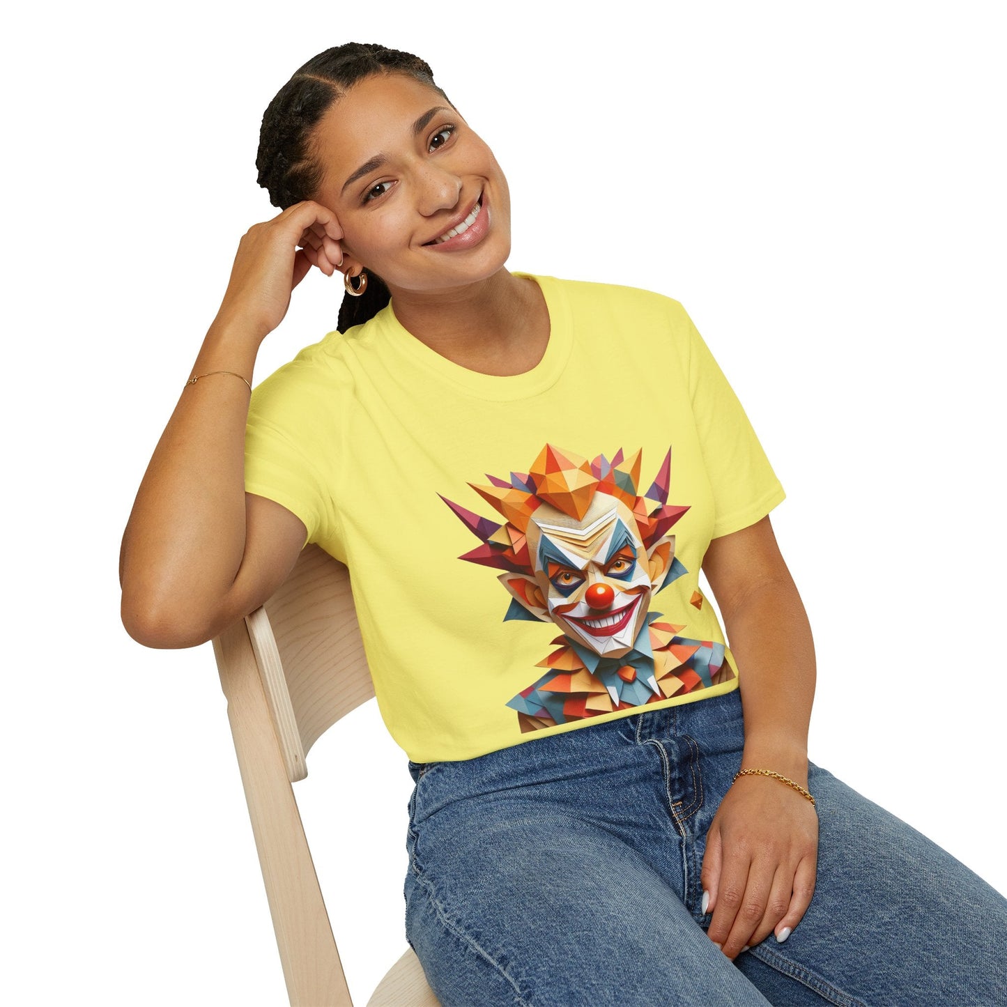 Unisex Clown Shirt With Funny Man Scary Man Circus Theme Tee Gildan Softstyle 64000