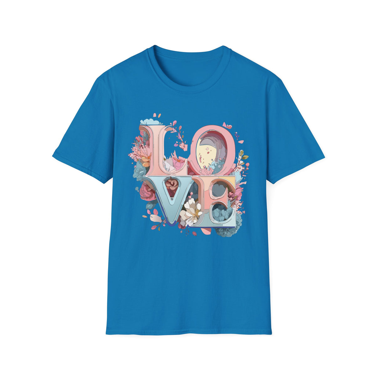 Floral LOVE Lettering T-Shirt | Pastel Botanical Typography