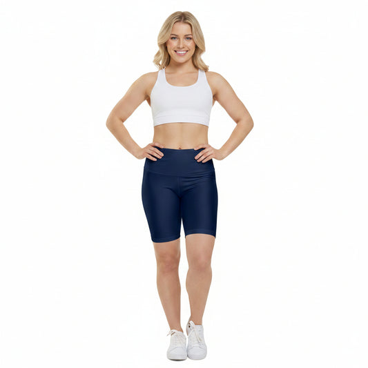 Prussian Blue Women's Workout Shorts — Solid High-Waist Biker Shorts for Exercise & Everyday Wear