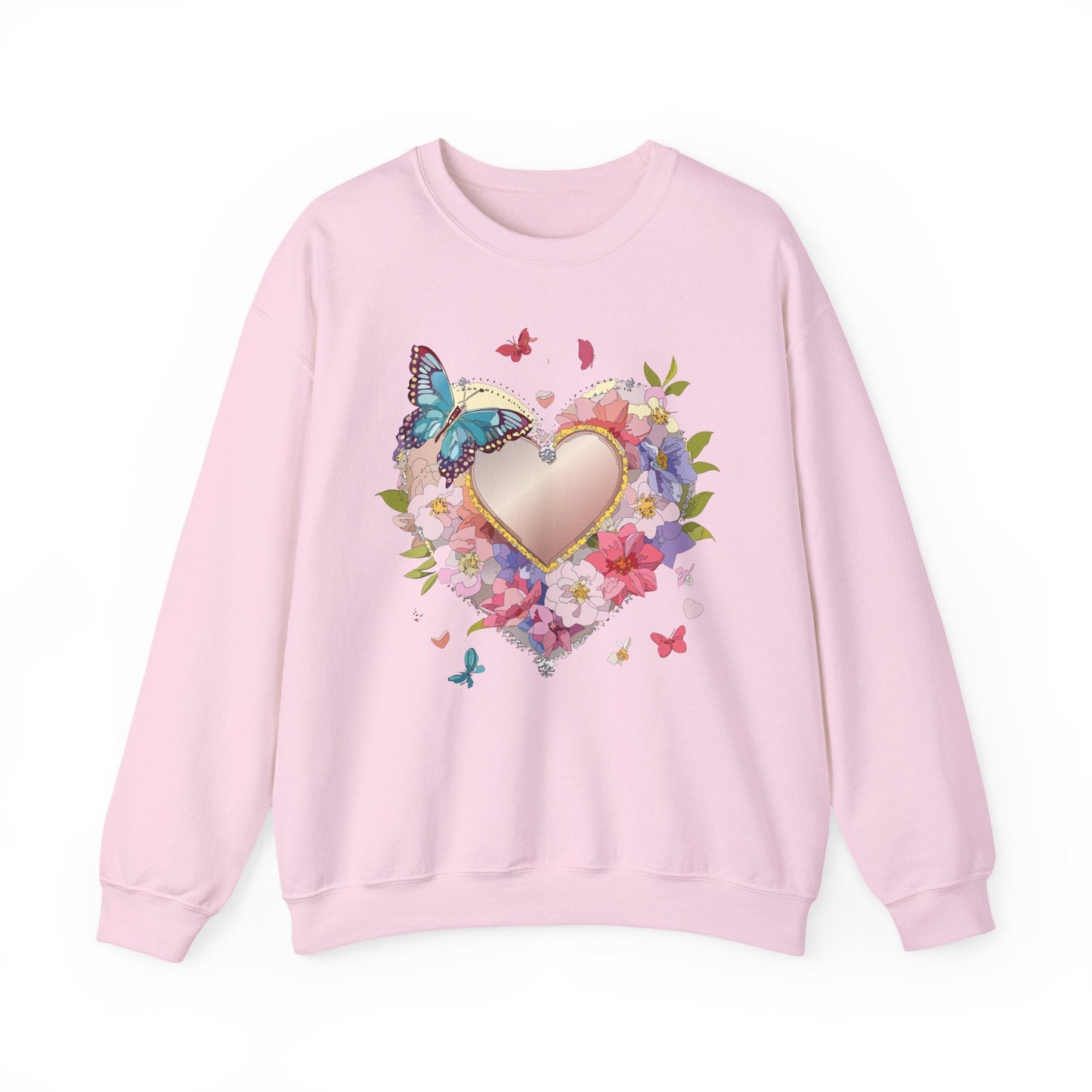 Unisex Floral Heart Sweatshirt Floral Love Sweatshirt Valentines Day Sweatshirt Heart Floral Design