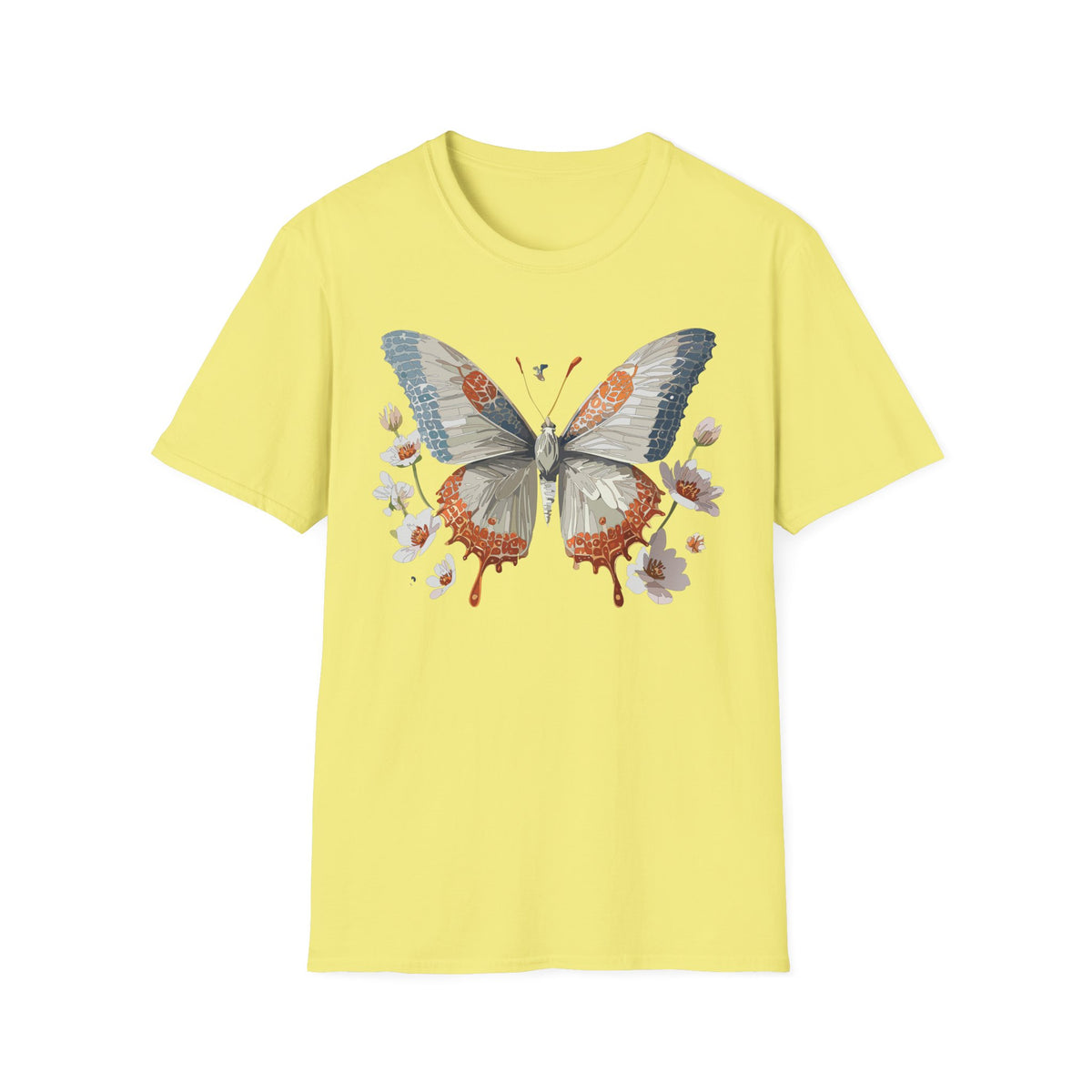 Vintage Botanical Butterfly T-Shirt | Floral Wings Illustration Graphic Tee Unisex 100 Cotton Gildan T-Shirt