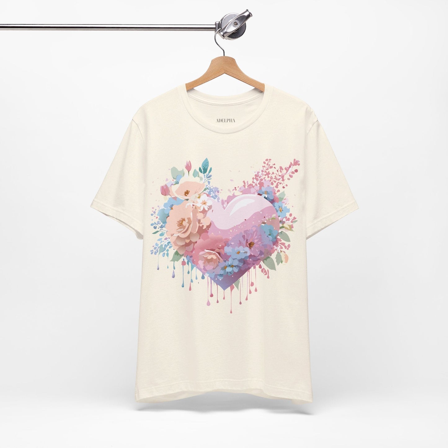 Valentine Day Graphic Unisex 100 Cotton Vintage Artwork with Love and Flower Design Tee 29