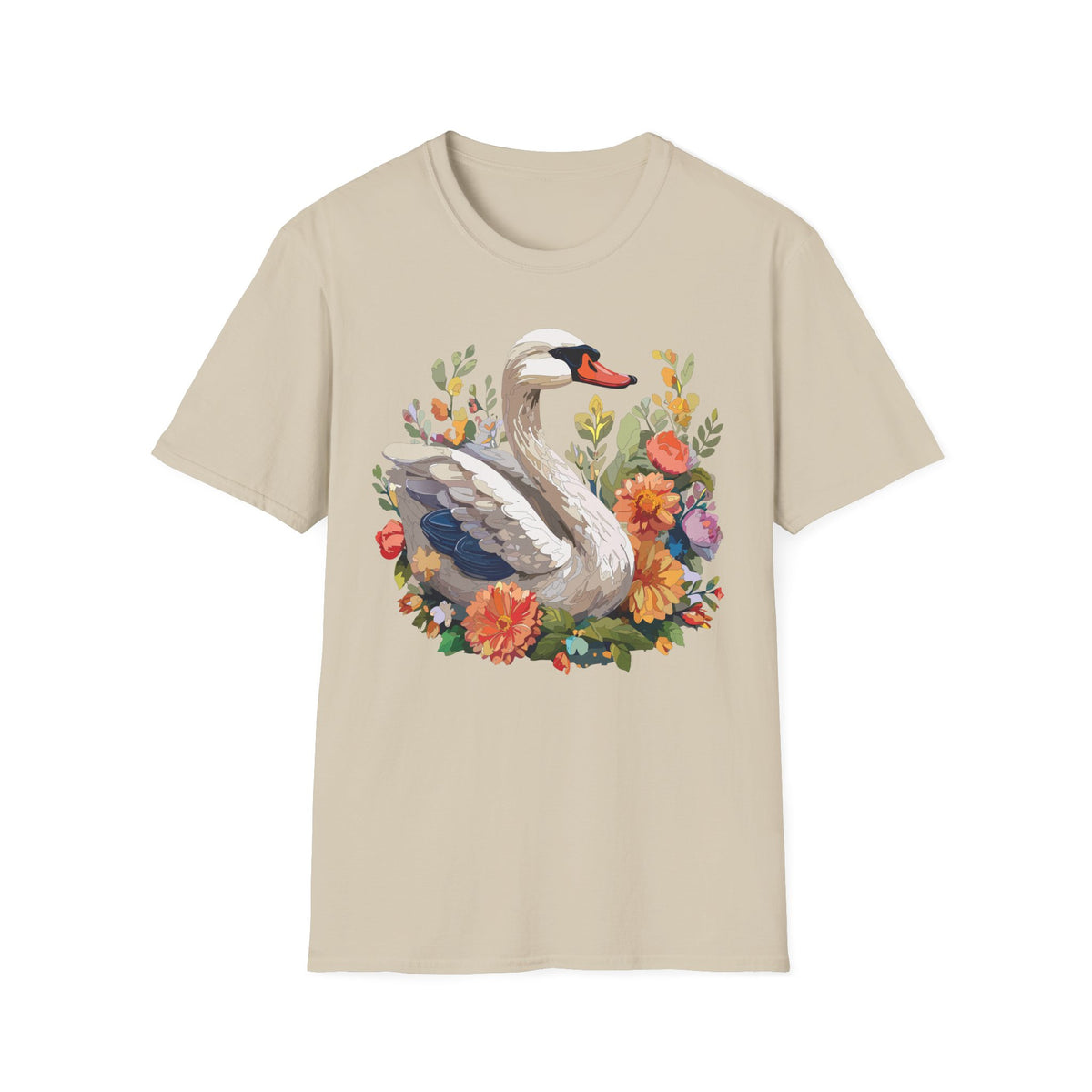 Swan Floral Illustration T-Shirt | Swans, Flowers, Botanical Art