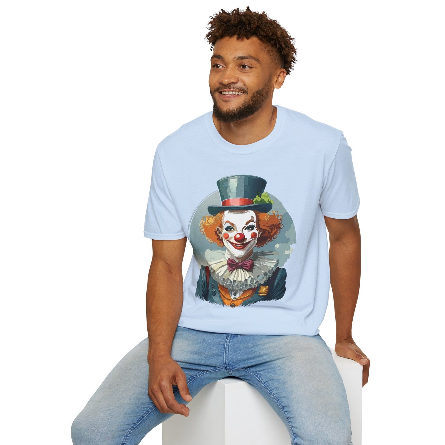 Unisex Clown Shirt Funny Man Circus Design Hundred Percent Ring Spun Cotton Gildan Softstyle Tee