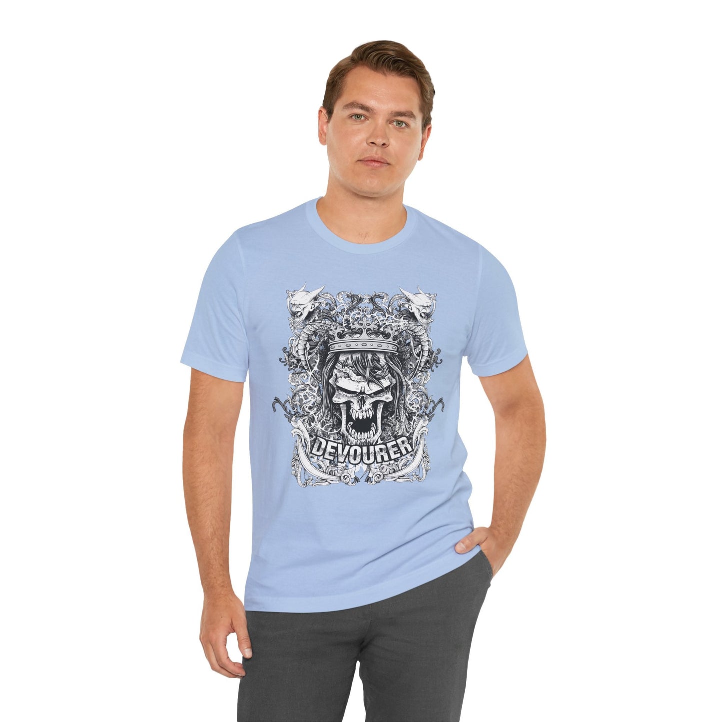 Gothic Skull Illustration Graphic Unisex Cotton T-Shirt r13