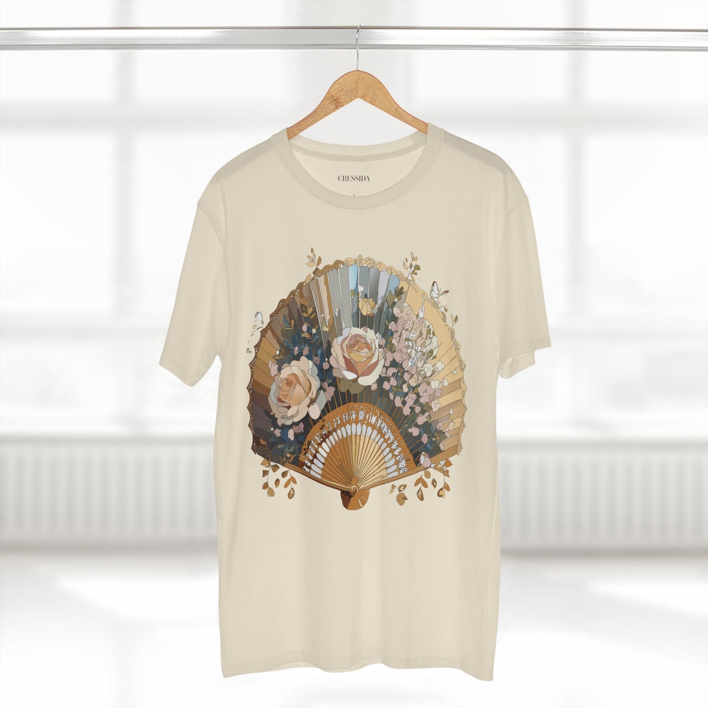 Antique Fan Graphic Design T-Shirt Unisex 100 Cotton Floral Carnival Artwork Tee 6