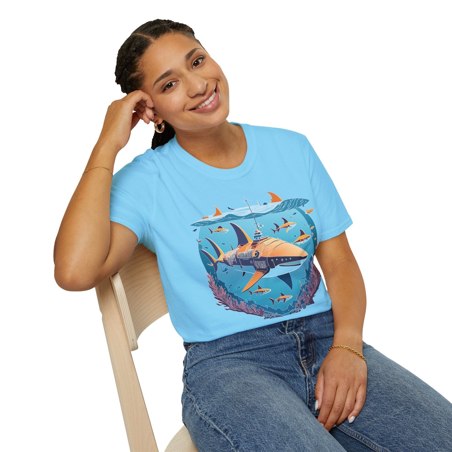 Ocean Tee Shirt Unisex Softstyle Cotton Tee 4.5 Oz Lightweight U Boat Theme Design