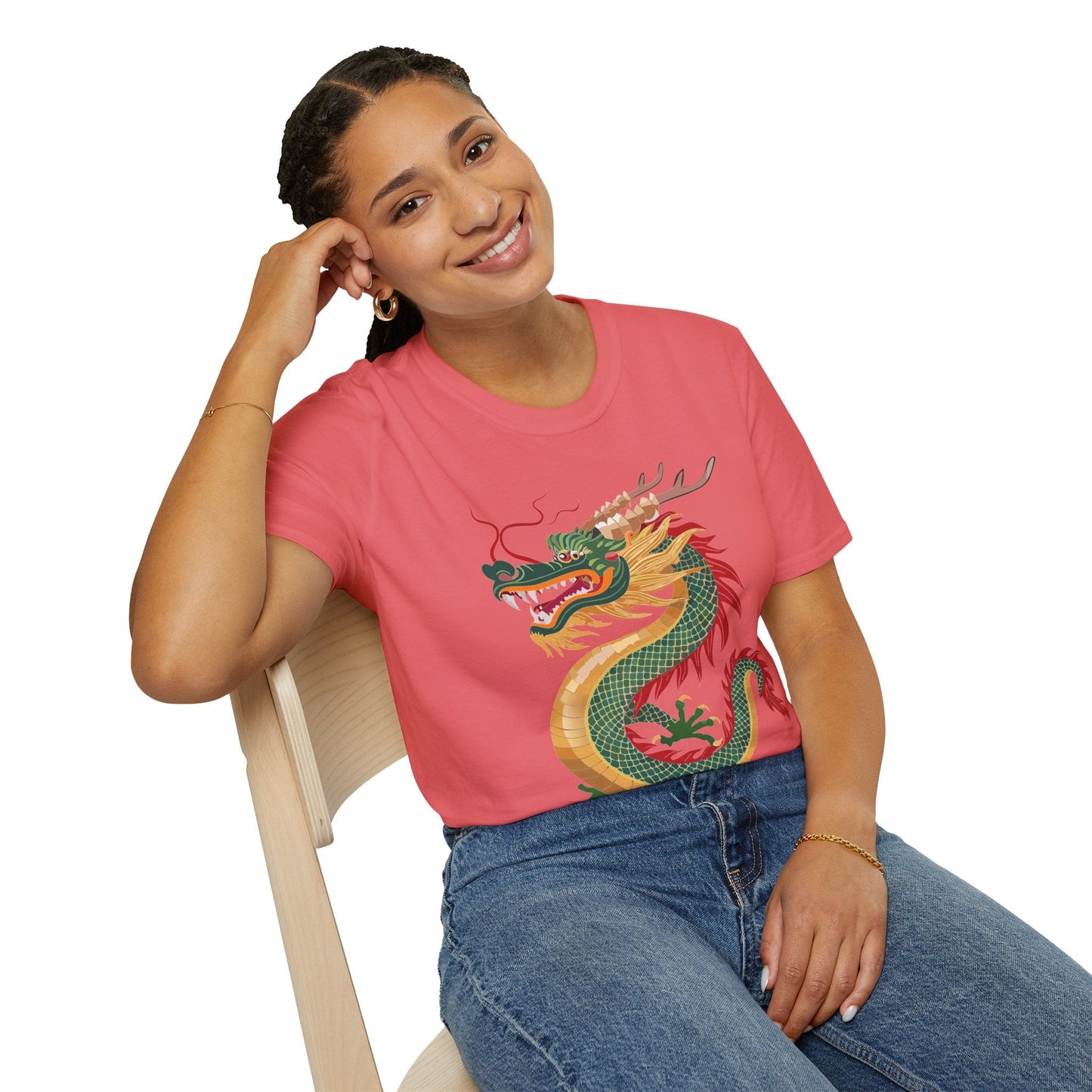 Dragon Graphic Unisex Cotton Softstyle Art Design Tee With Animals 9