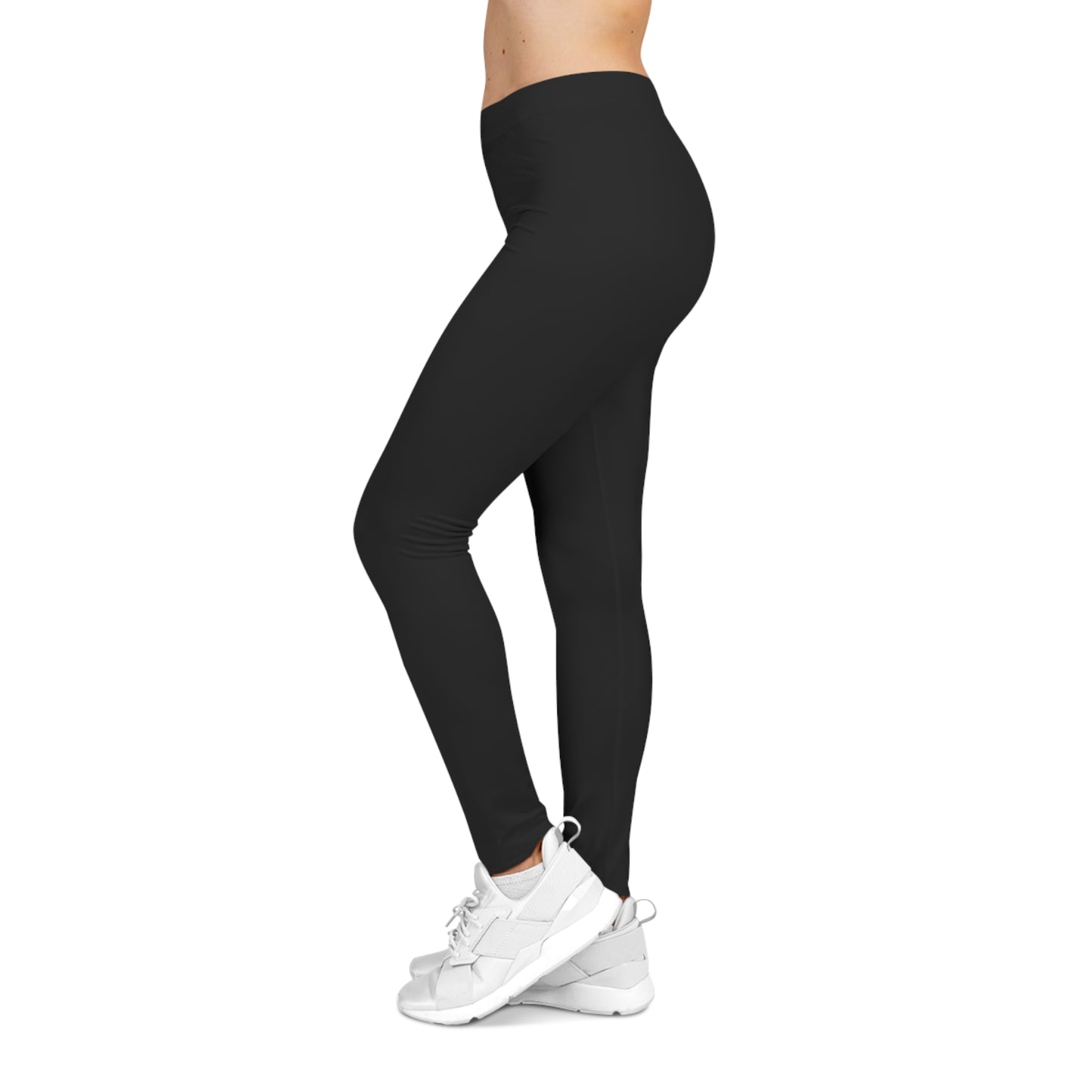 True Black Color Women's Poly-Span Casual Leggings Print Everyday Activewear Pants