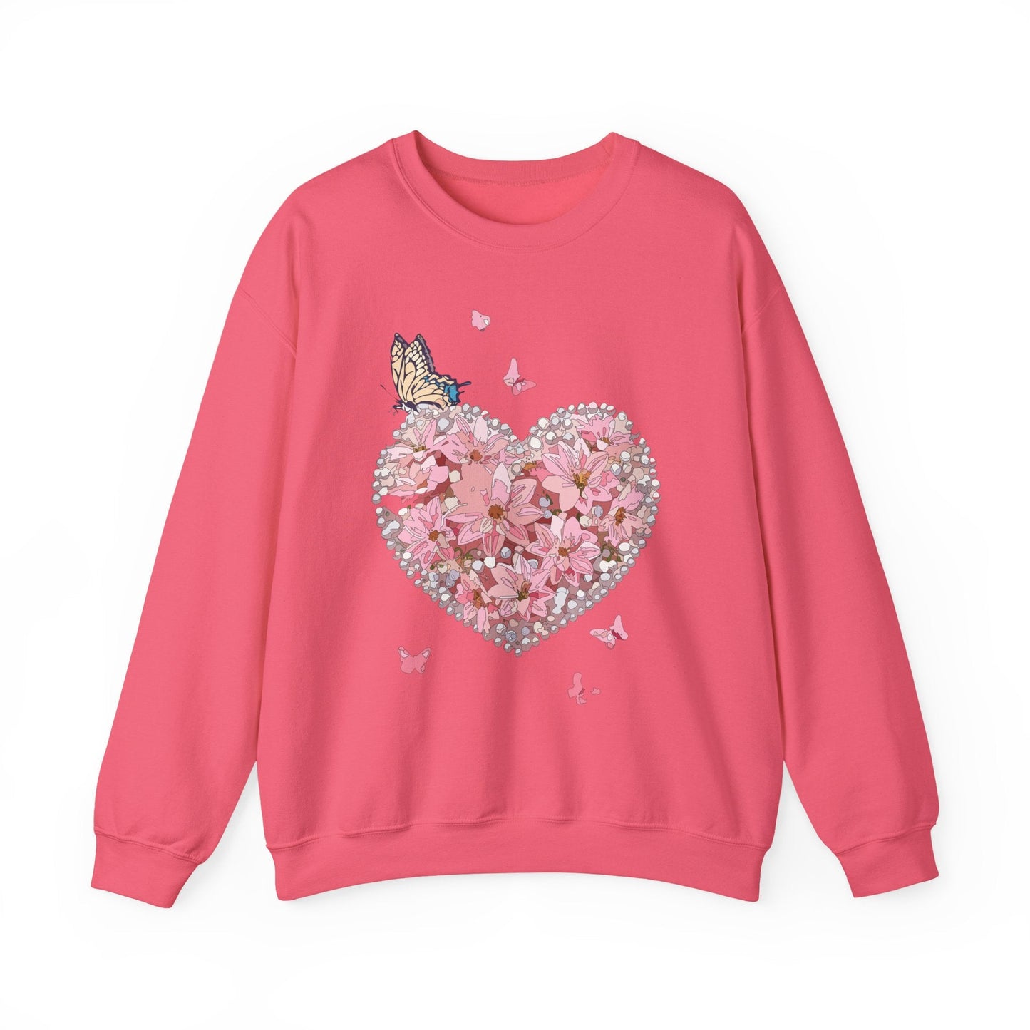 Unisex Floral Heart Sweatshirt with Love Floral Design for Valentines Day Gift Idea