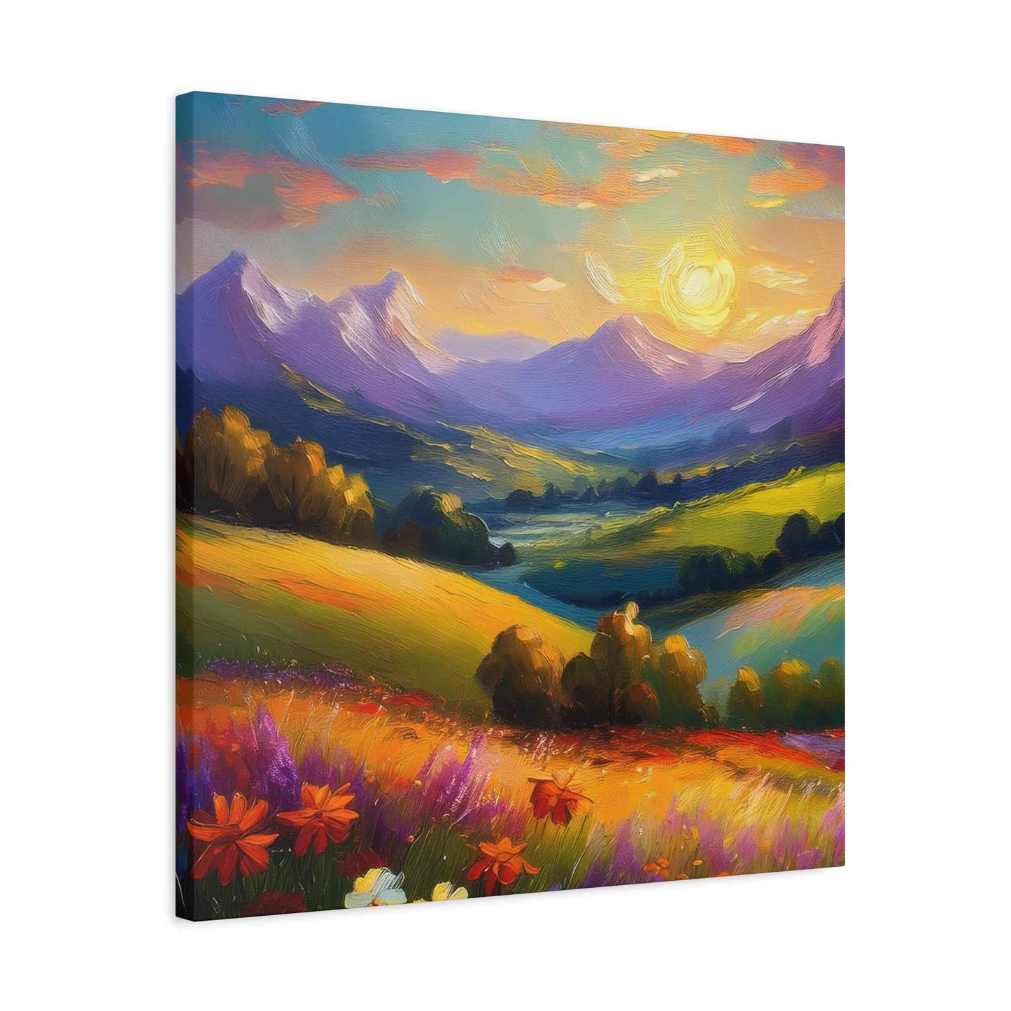 Landscape Print Canvas, Oil Paint Print 20x20, 24x24, 30x30, 32x32, 36x36 Art Design Print Pine-Wood Inner Frame MC-38