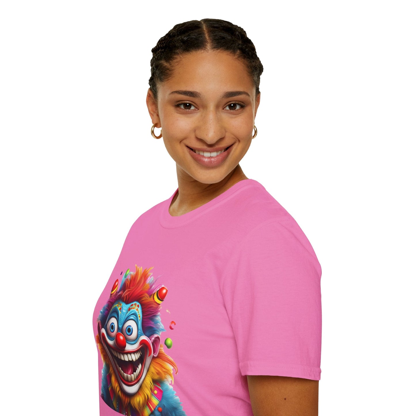Clown Themed Unisex T Shirt Funny Man Circus Scary Man Tee Gildan Softstyle 64000 Cotton
