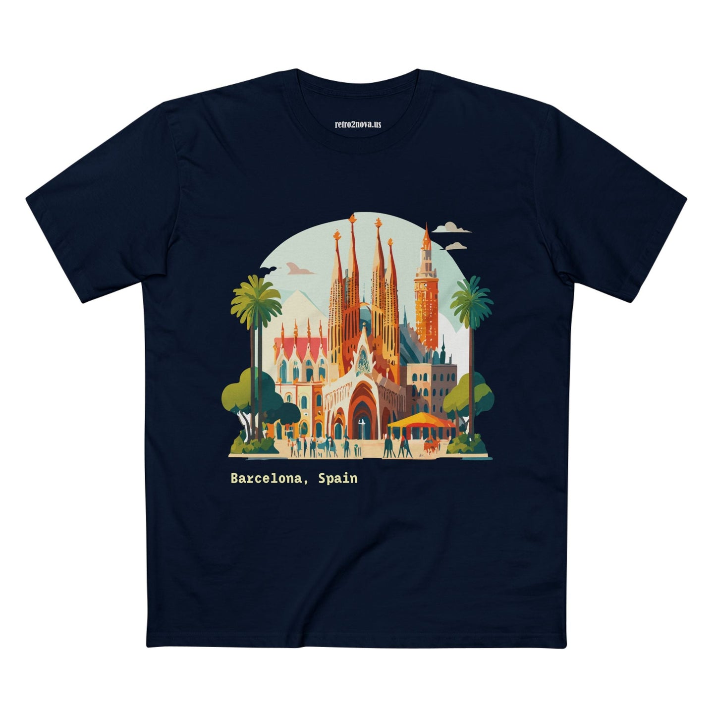 Barcelona Travel Tourist Shirt Unisex Premium Cotton Tee With Original Art Design By Retro2Nova