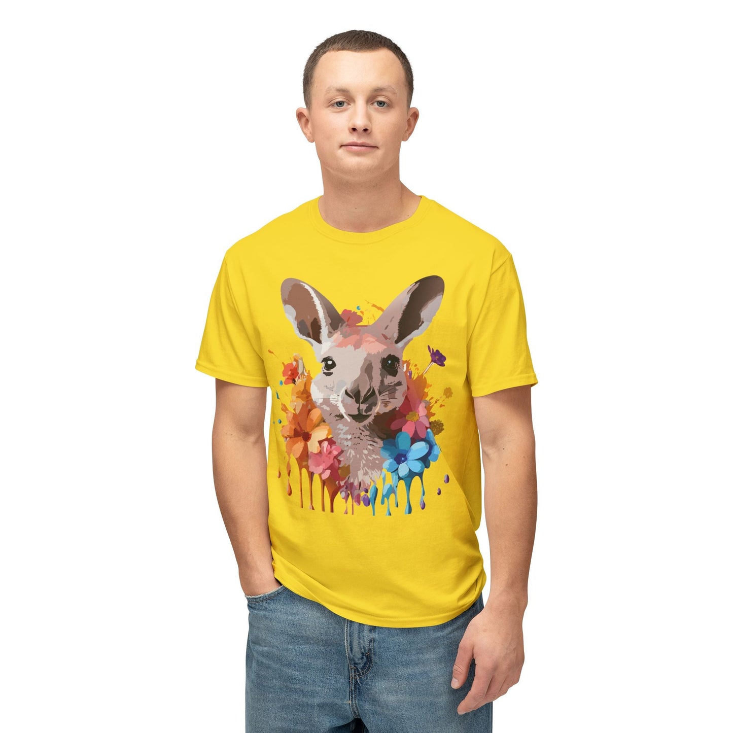 Unisex Kangaroo T Shirt HD Cotton Full Color Art Print Tee Made In USA 100 Percent Pre Shrunk