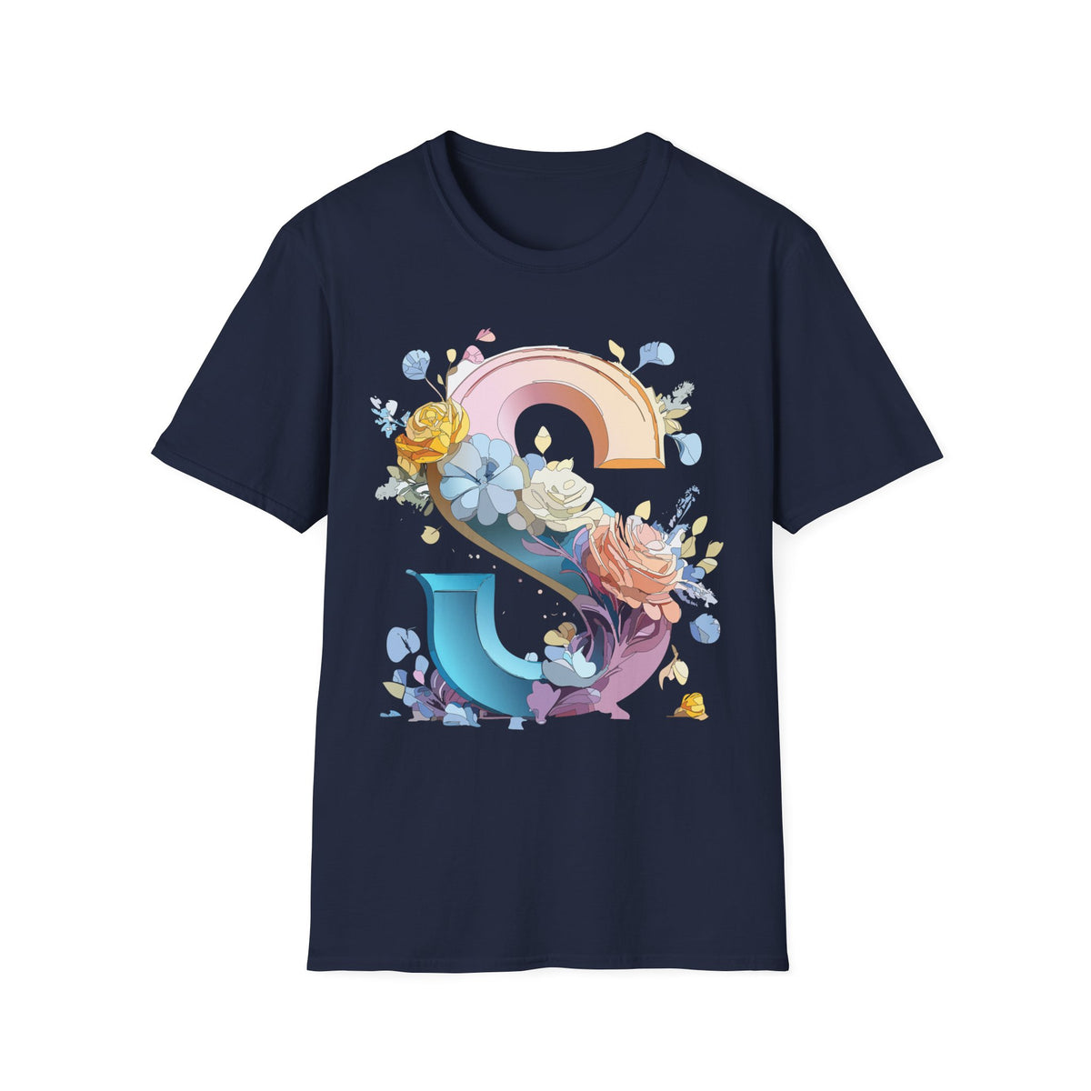 Floral Rainbow Letter S T-Shirt | Floral Initial Tee