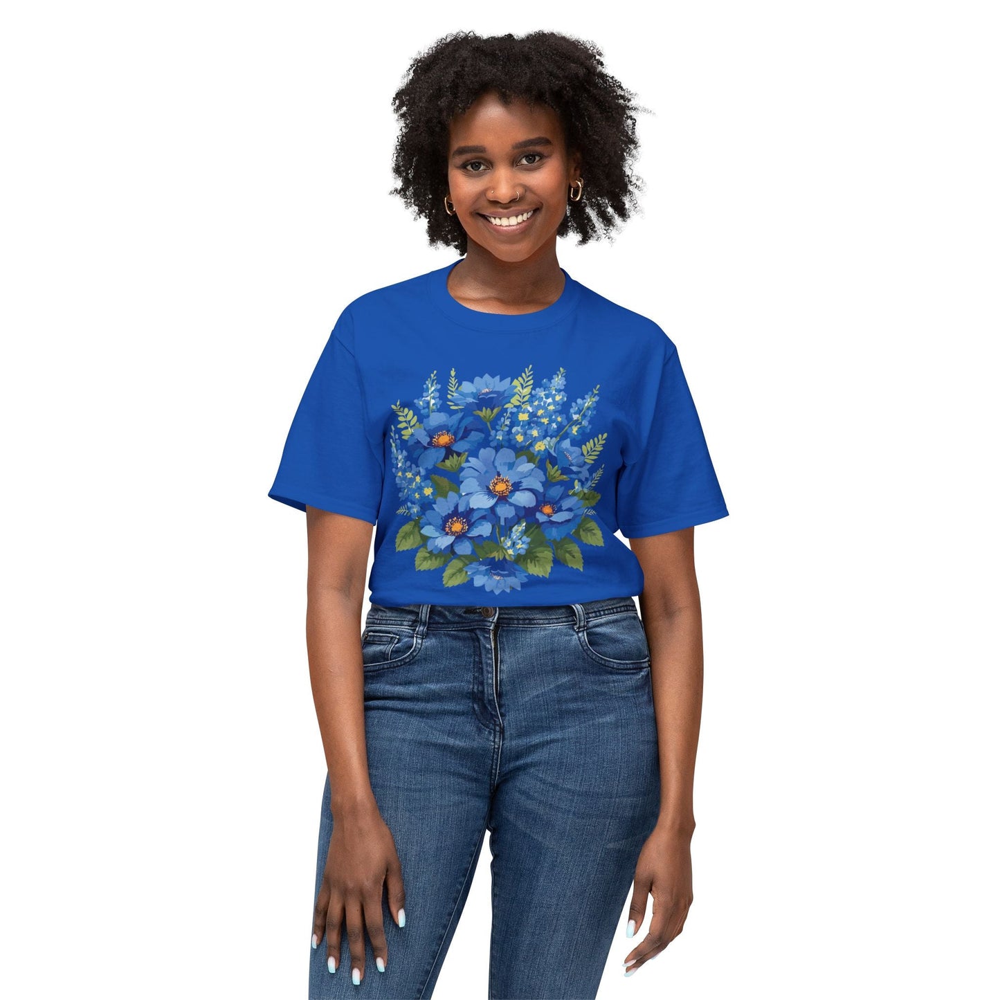 Unisex Floral Art T Shirt Cotton Tee With Vintage Flowers Art Print Breathable USA Made
