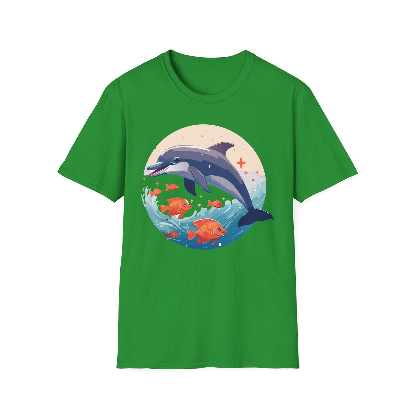 Unisex Dolphin Shirt Gildan Softstyle 64000 Short Sleeve Fish Tee With Dolphin Graphic