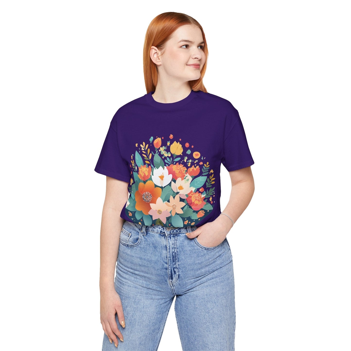 Floral Flowers Shirt Unisex Lightweight Breathable Jersey Tee Floral Pattern Short Sleeve