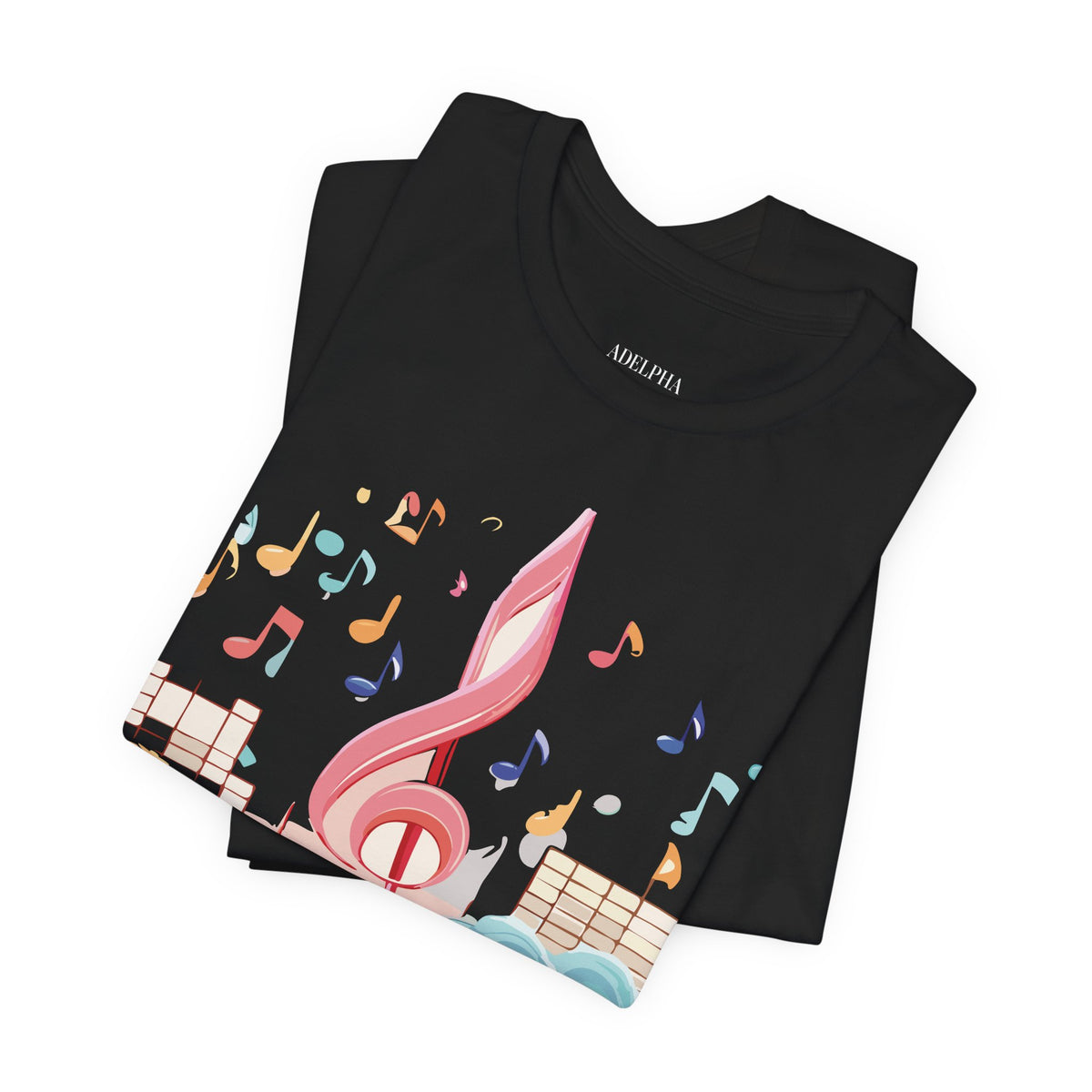 Music Graphic Unisex Cotton Bella+Canvas Tee with Art Design n159