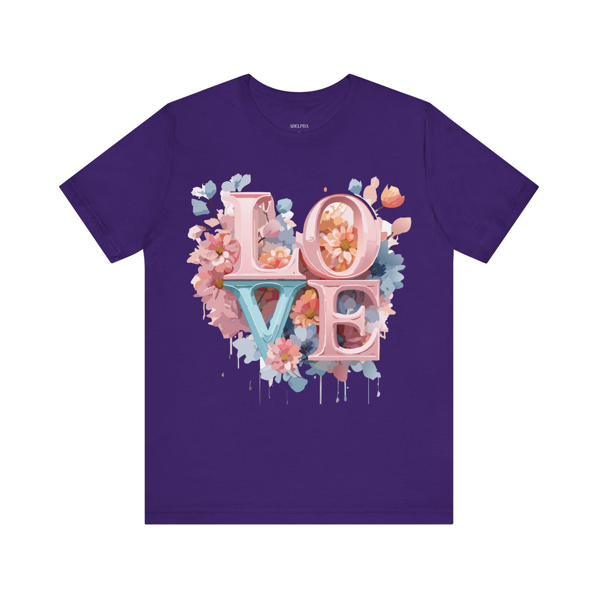 Valentine's Day Graphic Unisex Cotton Bella+Canvas Tee with Floral Art Design d117