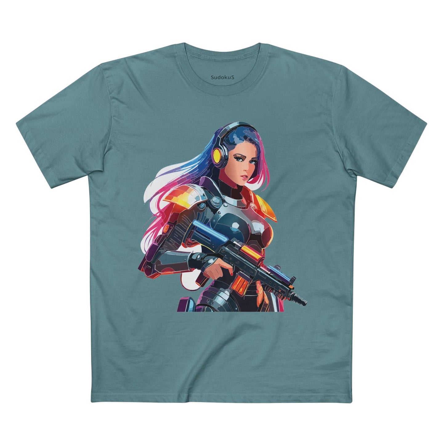 Army-woman Graphic Unisex 100 Cotton Staple Tee 18
