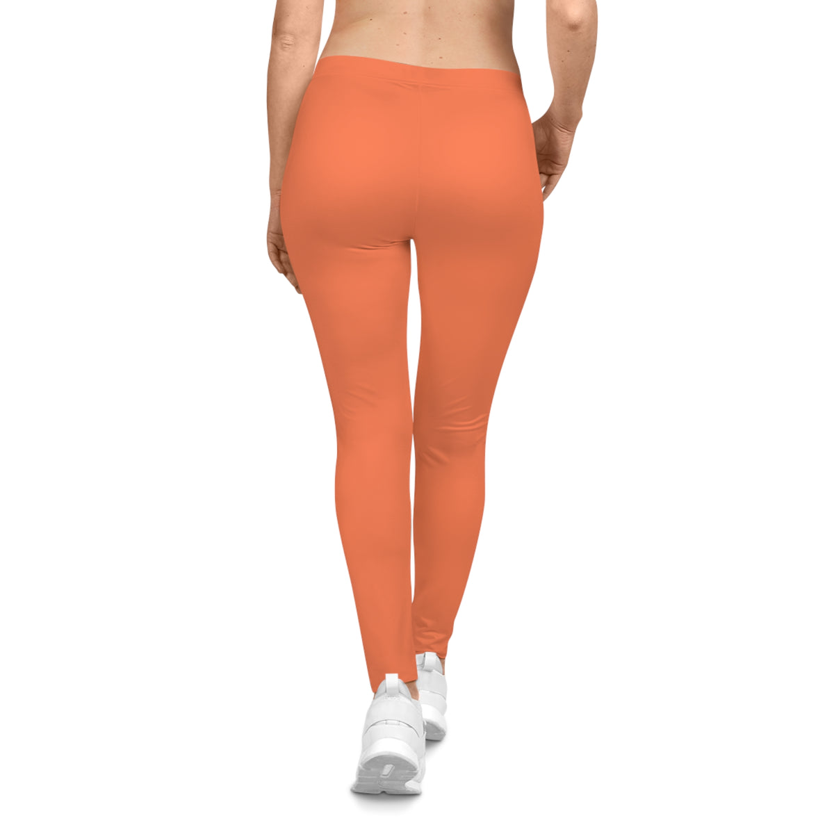 Summer Gold Coral Color Women's Poly-Span Casual Leggings XS-2XL