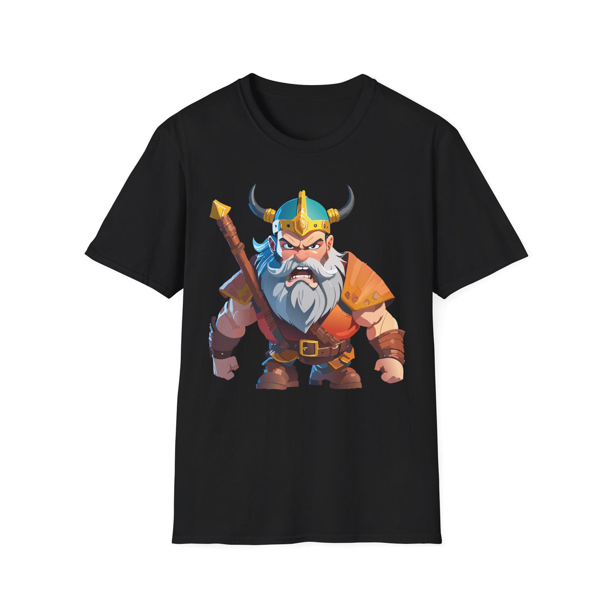 Angry Viking Warrior T-Shirt | Cartoon Norse Helmet Axe
