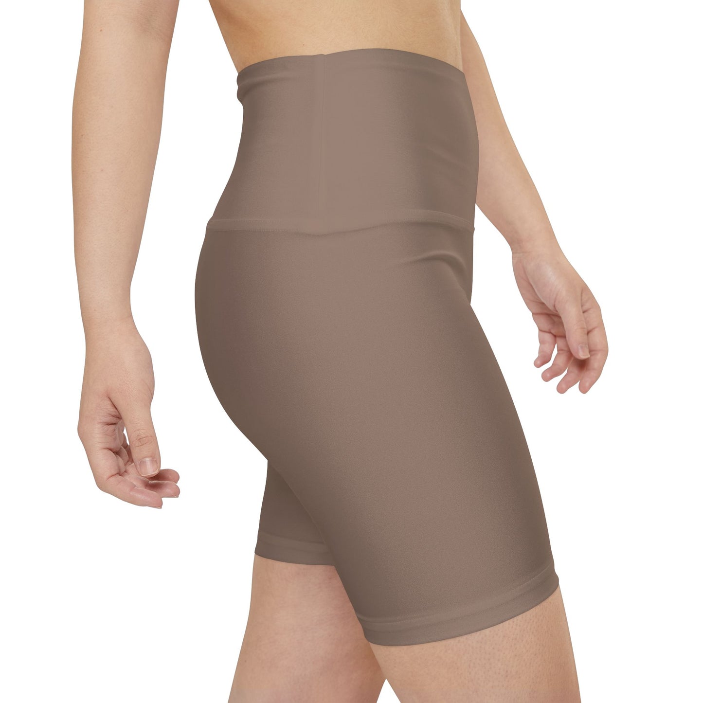 Dusty Taupe Women's Brown High-Waist Workout Shorts — Seamless Bike Shorts for Gym & Everyday
