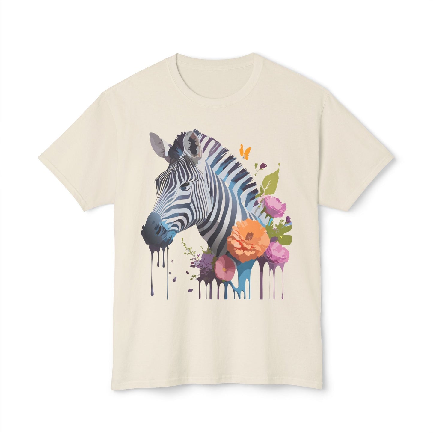 Unisex Zebra Art T Shirt With Full Color Print HD Cotton Tee Made In USA For Everyday Style