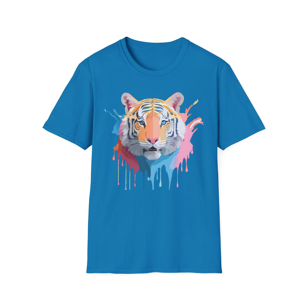 Colorful Tiger Portrait T-Shirt | Watercolor Drip Animal Tee