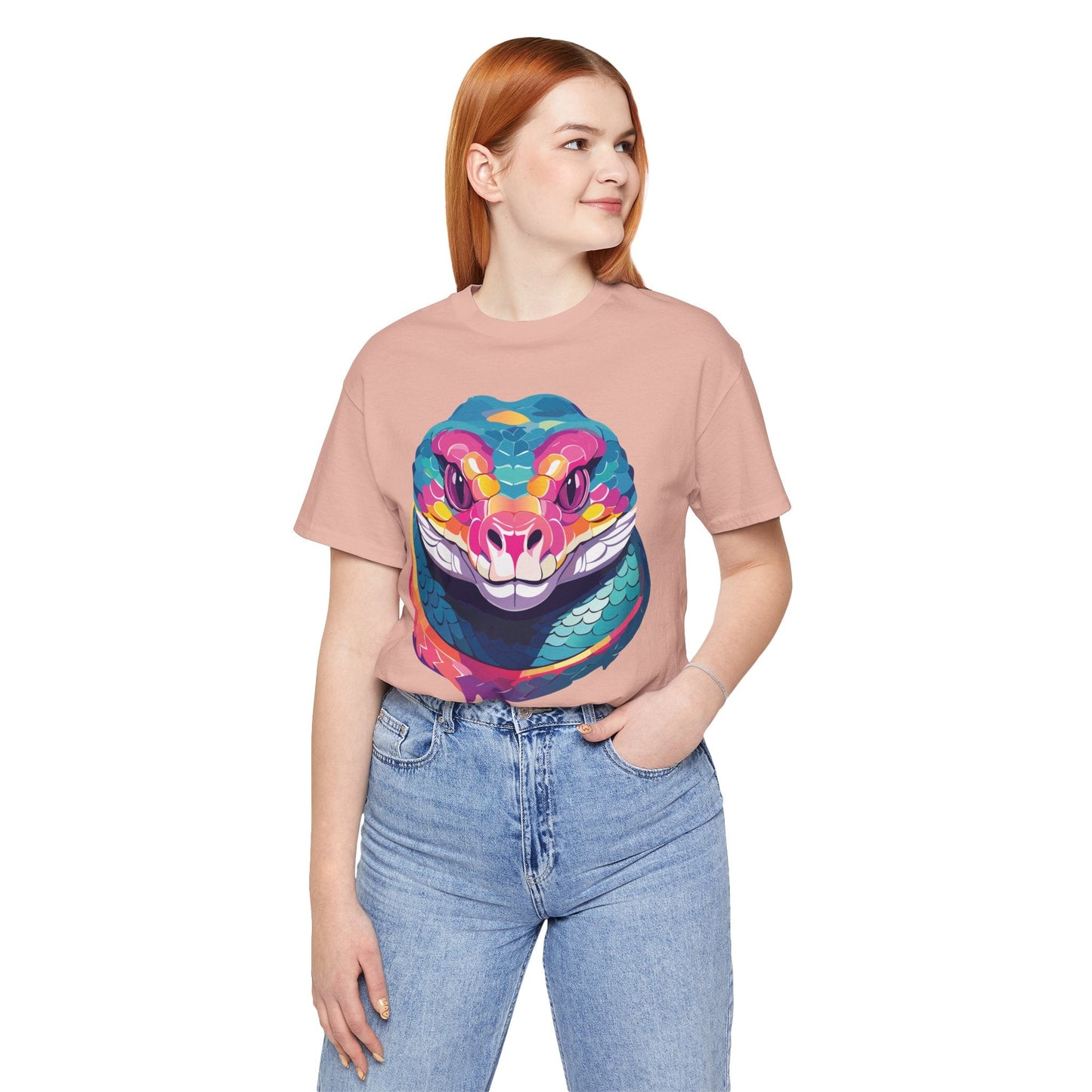 Unisex Animal Tee Shirt With Art Design, Wild Animals Short Sleeve Graphic Tee For Everyday Wear