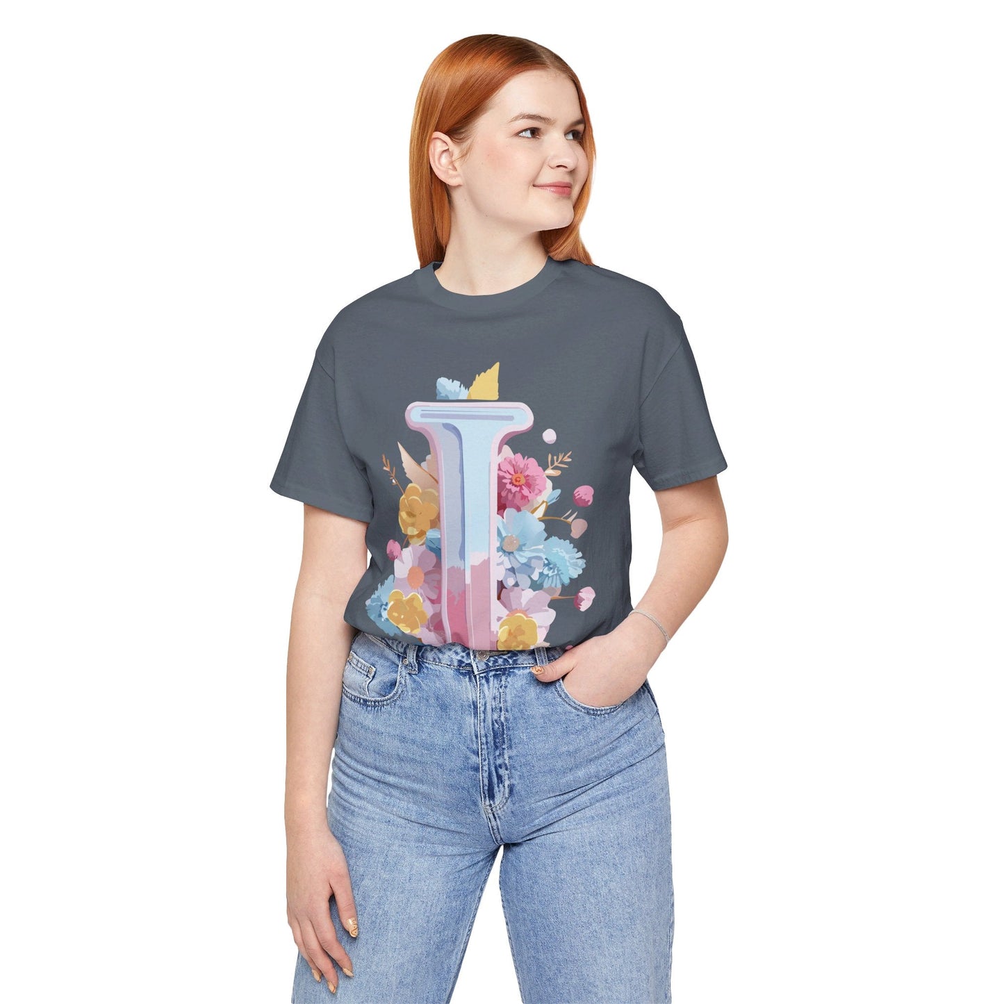 Letter I Shirt Unisex Graphic Tee Vintage Inspired Adelpha Art Design Short Sleeve