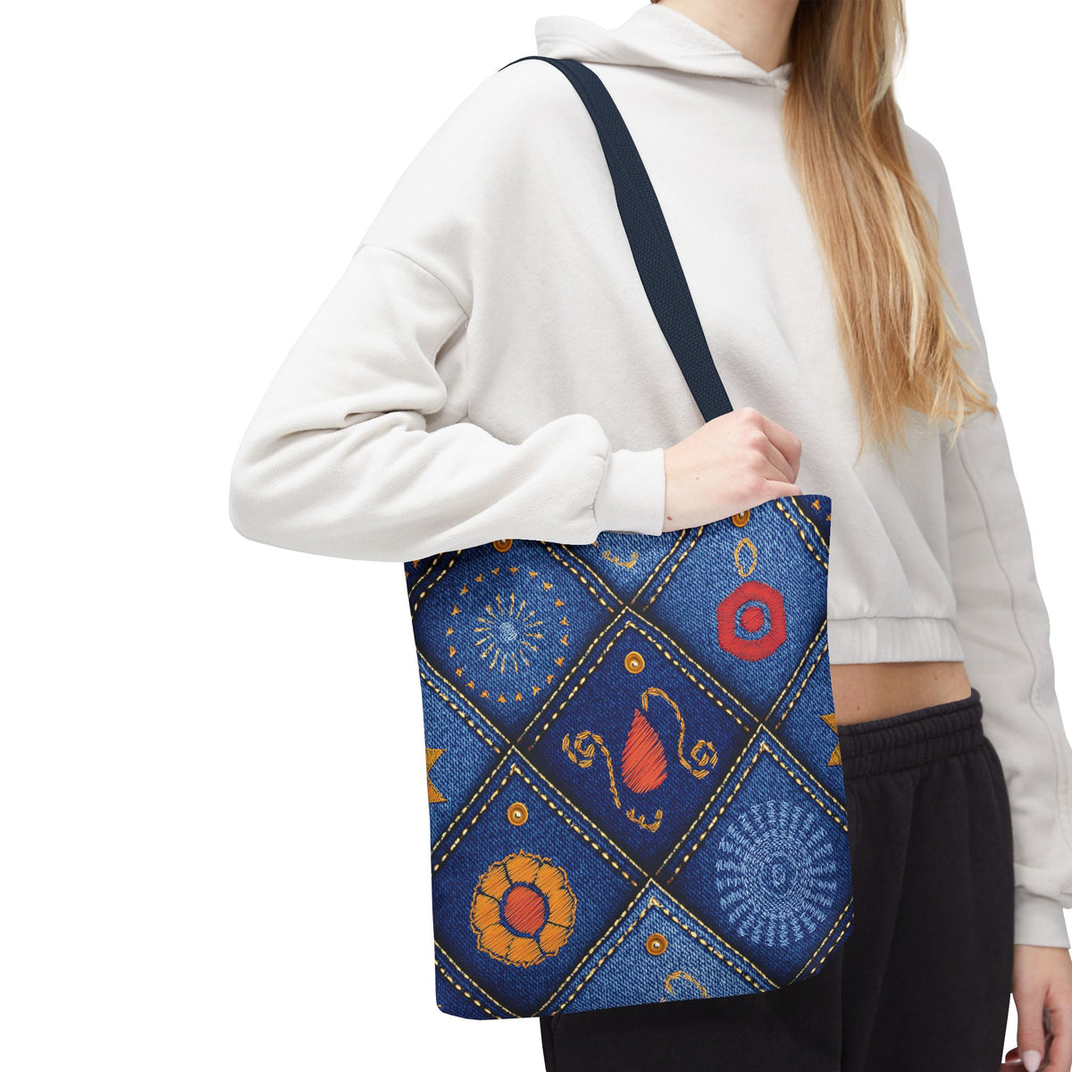 Diwali Graphic Denim Fabric Imitation Print Unisex Canvas Bag Poly Spun 3 Sizes Tote Bag 205-4