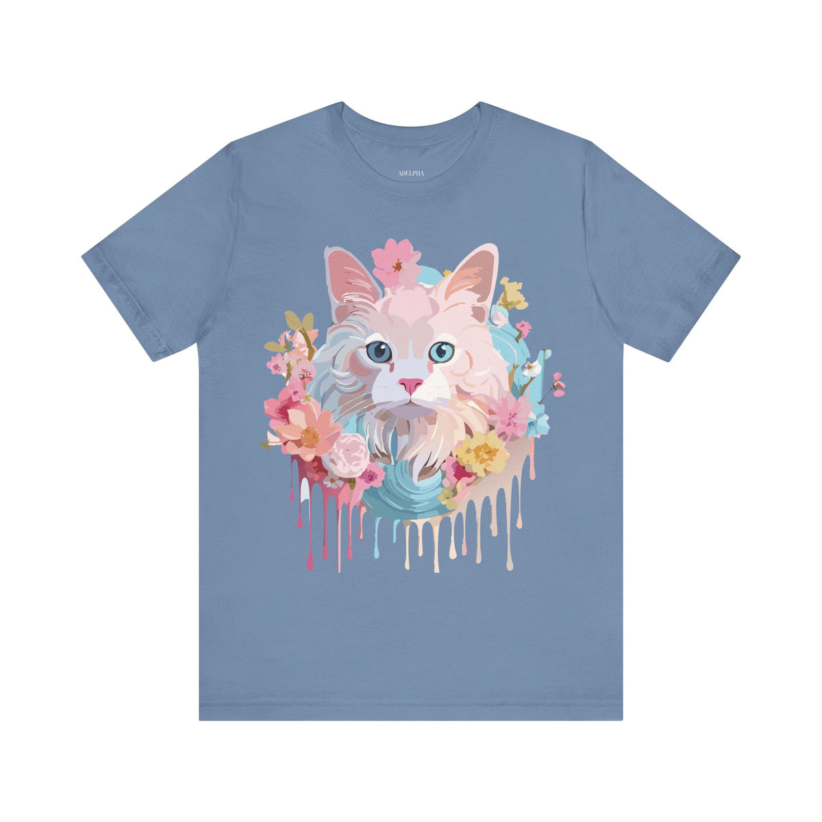 Cat Graphic Unisex Cotton Bella+Canvas Tee with Art Animal Design e102