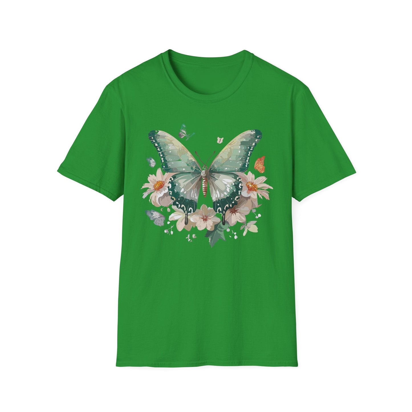 Butterfly T Shirt Unisex Softstyle Tee 100 Percent Ring Spun Cotton Monarch Design Premium Comfort