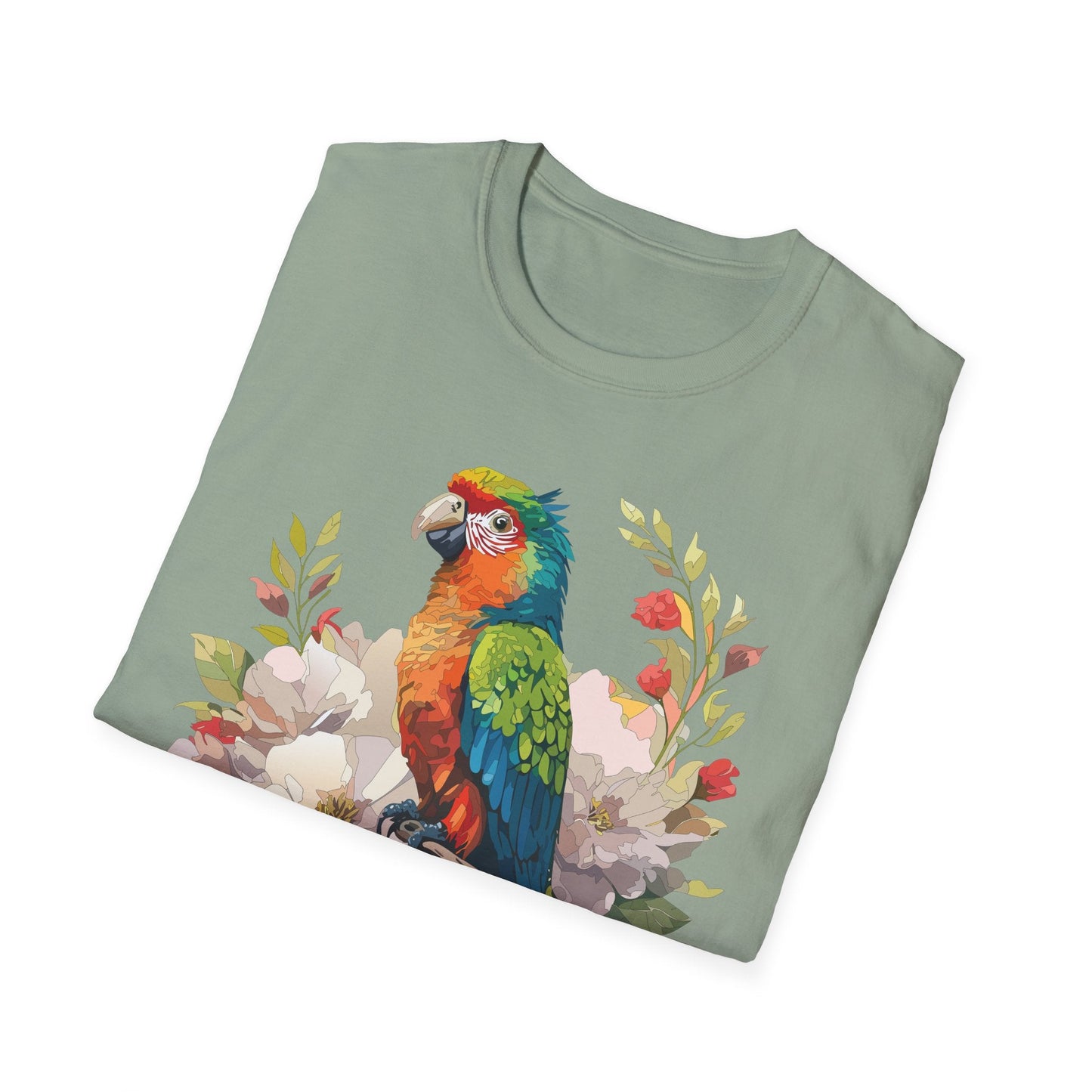 Floral Bird T Shirt Unisex Softstyle Gildan 64000 Graphic Tee With Animal Design